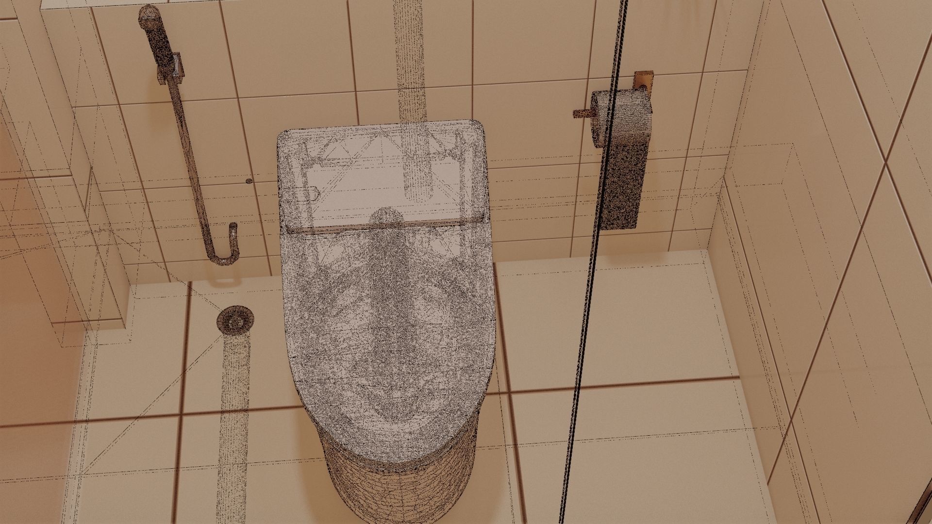 Fully Game ready low poly bathroom full 5 set of 50plus 3Dmodels 3D model_91