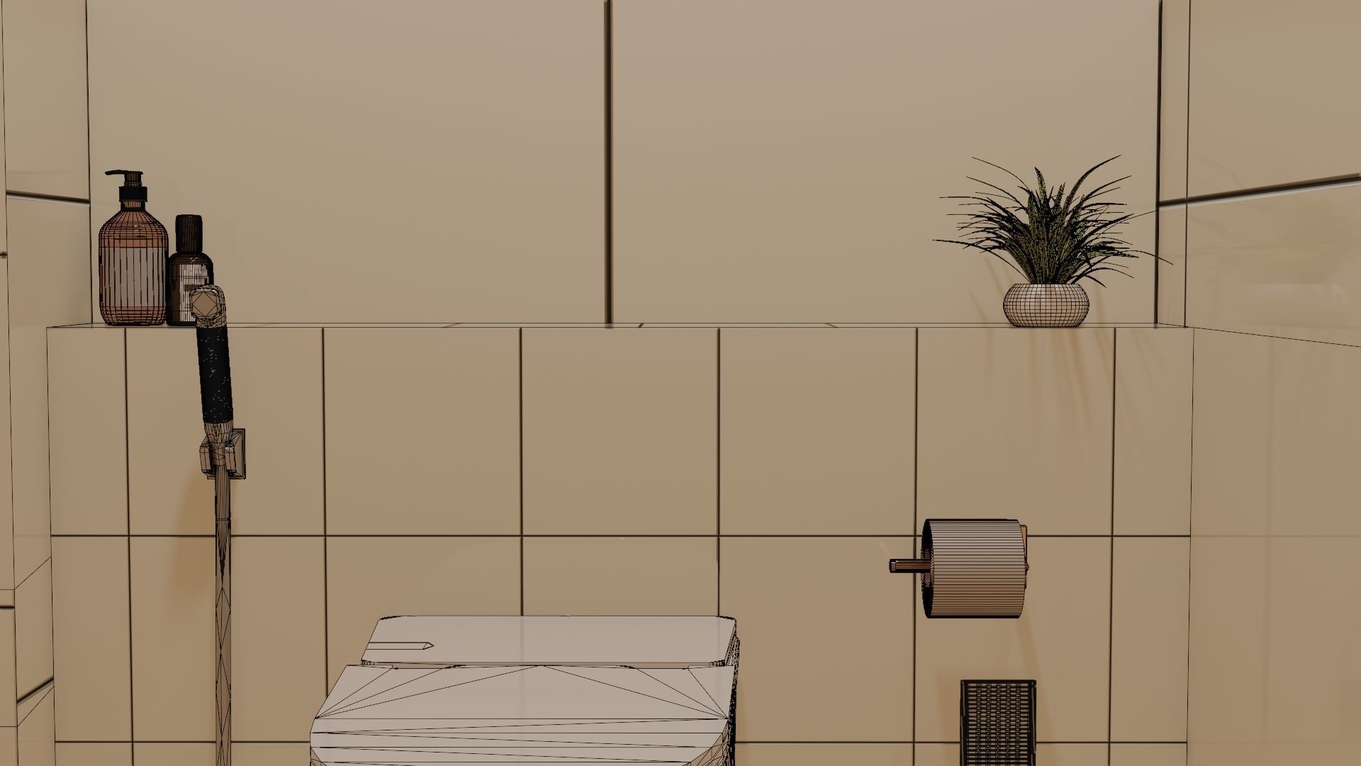 Fully Game ready low poly bathroom full 5 set of 50plus 3Dmodels 3D model_68