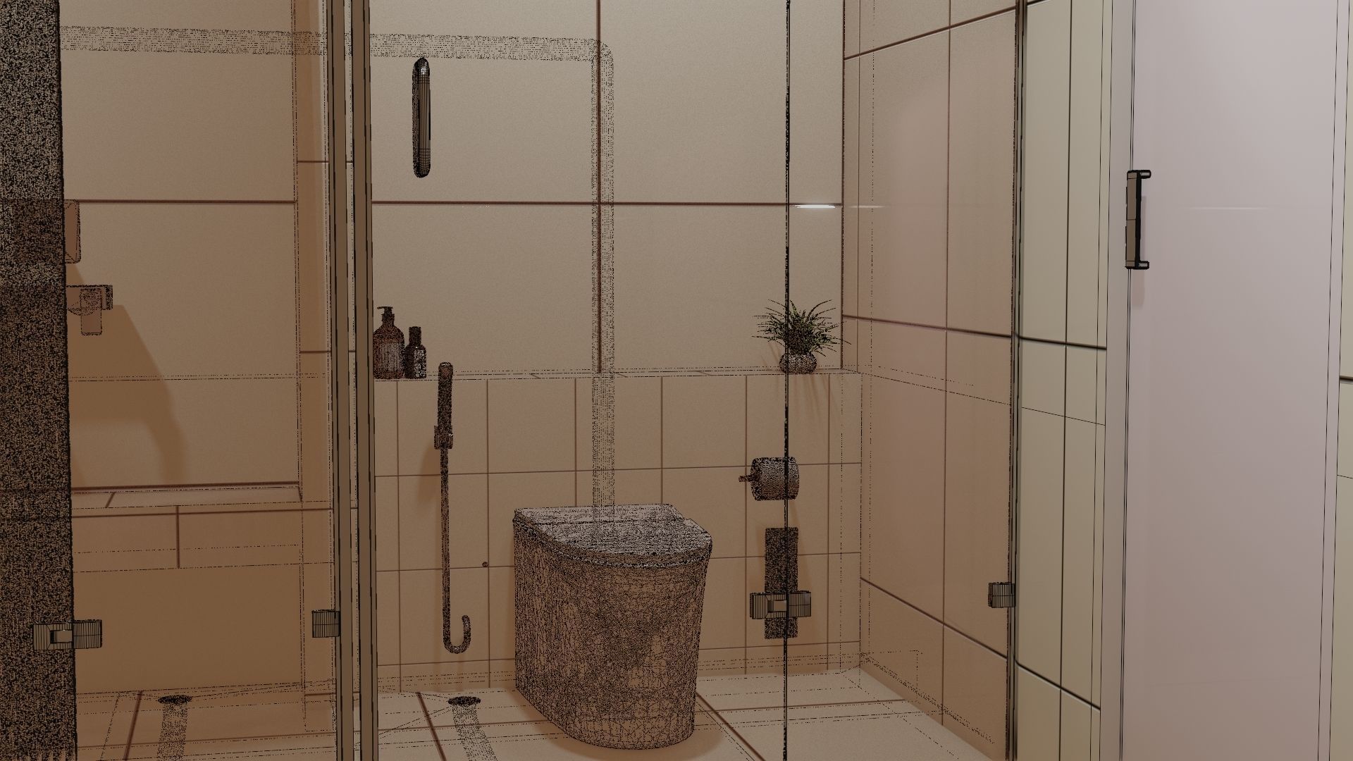 Fully Game ready low poly bathroom full 5 set of 50plus 3Dmodels 3D model_56