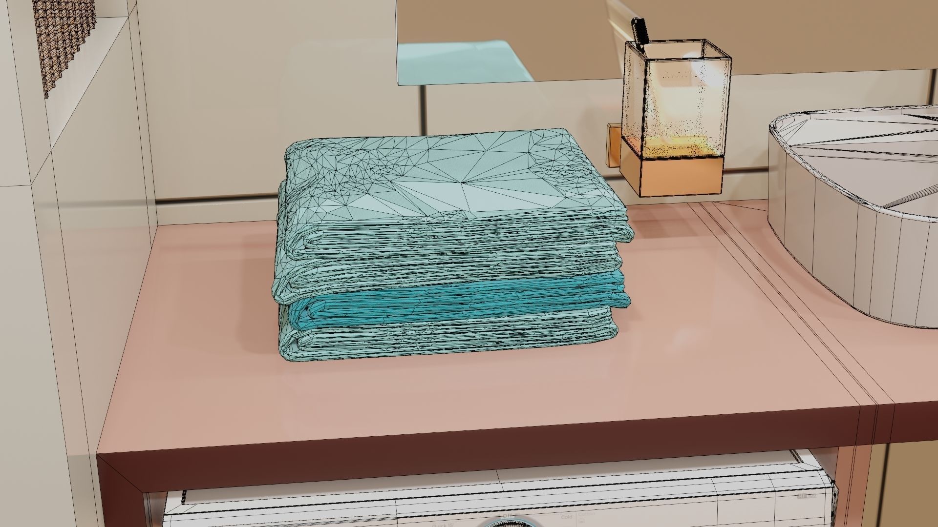 Fully Game ready low poly bathroom full 5 set of 50plus 3Dmodels 3D model_76