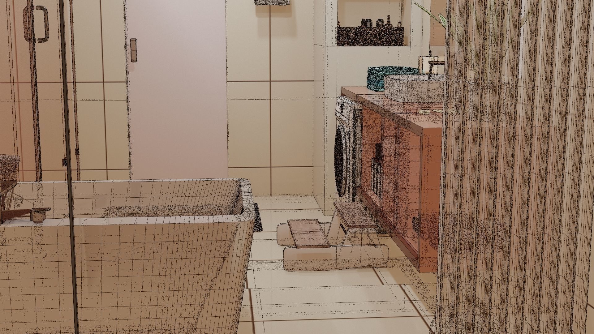 Fully Game ready low poly bathroom full 5 set of 50plus 3Dmodels 3D model_96