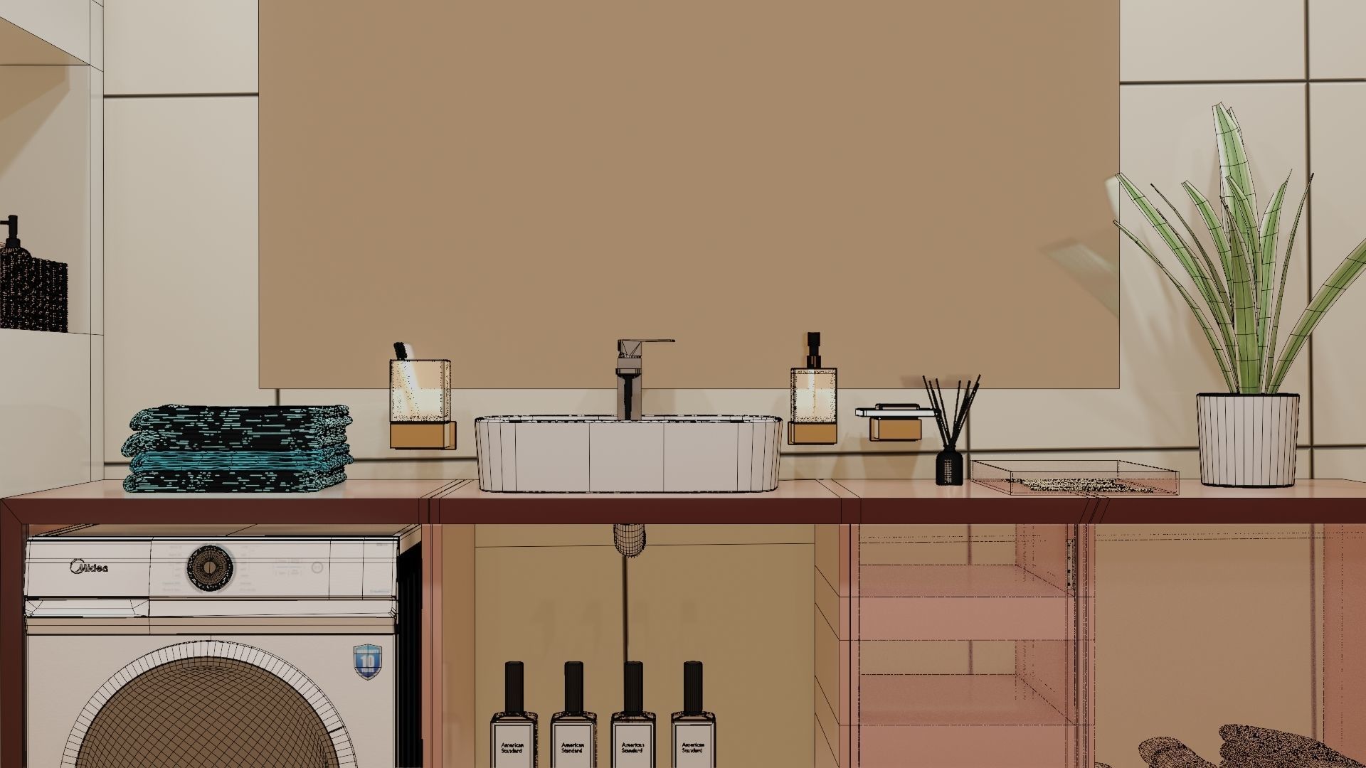 Fully Game ready low poly bathroom full 5 set of 50plus 3Dmodels 3D model_60