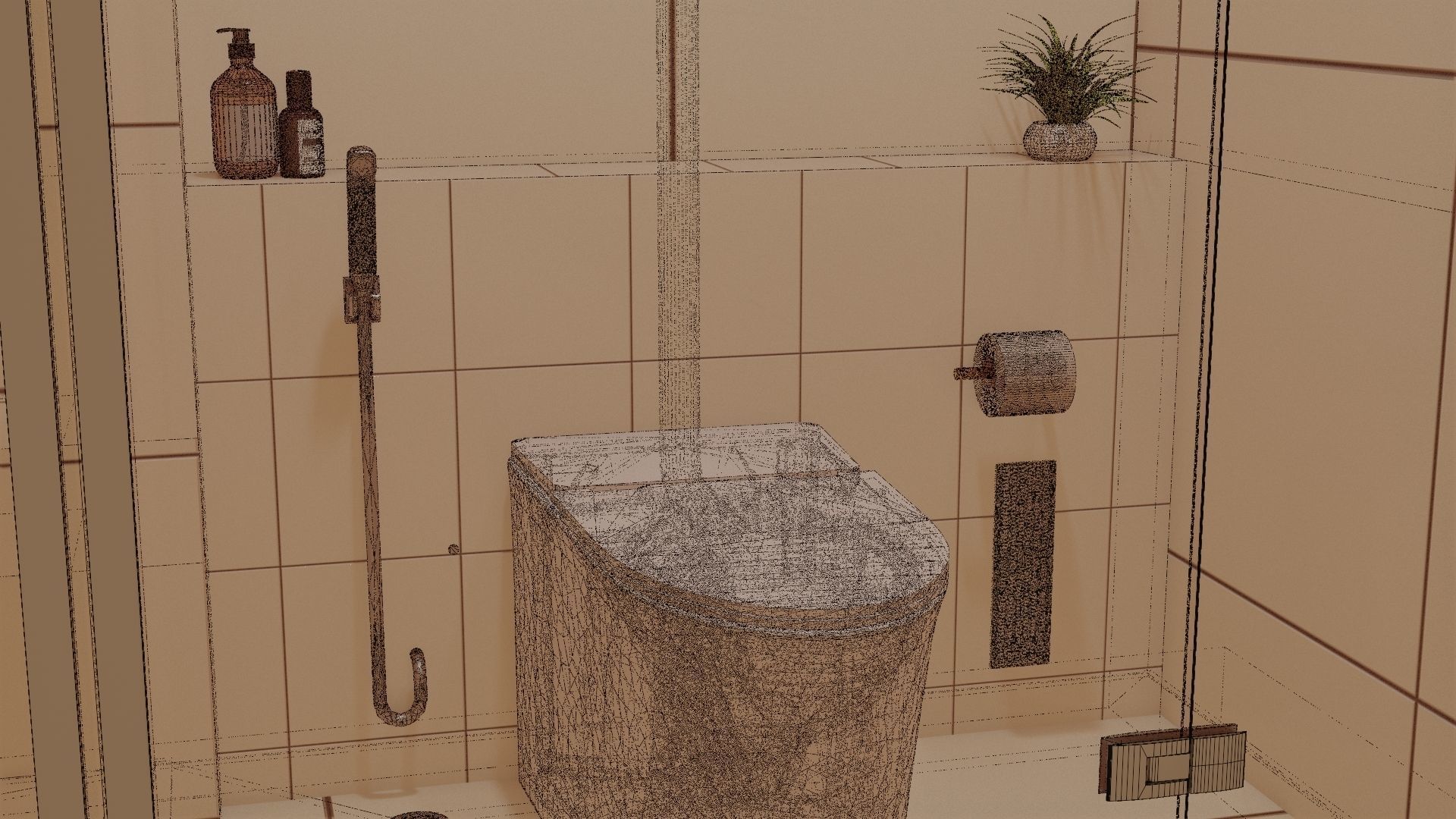 Fully Game ready low poly bathroom full 5 set of 50plus 3Dmodels 3D model_98