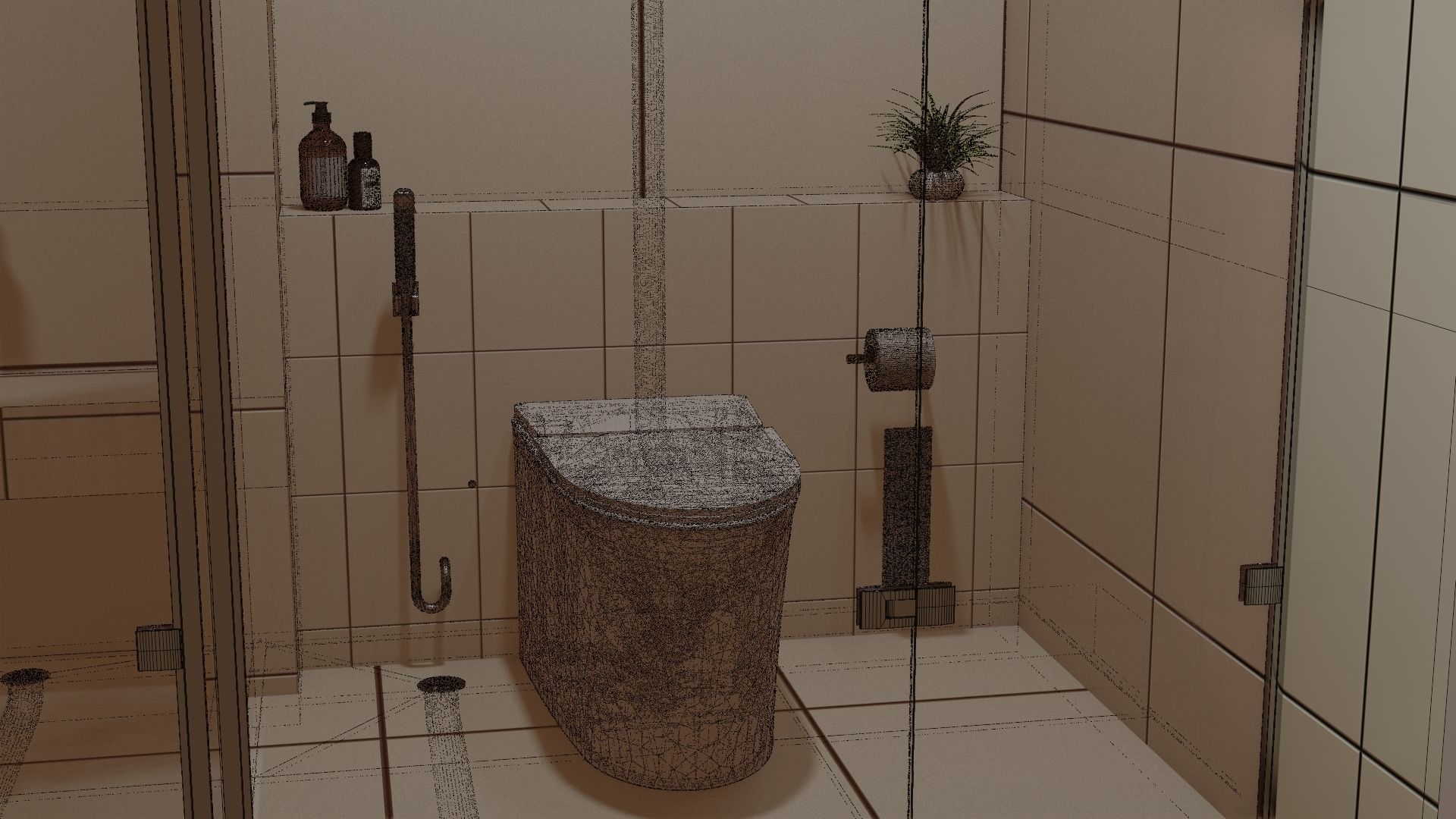 Fully Game ready low poly bathroom full 5 set of 50plus 3Dmodels 3D model_69