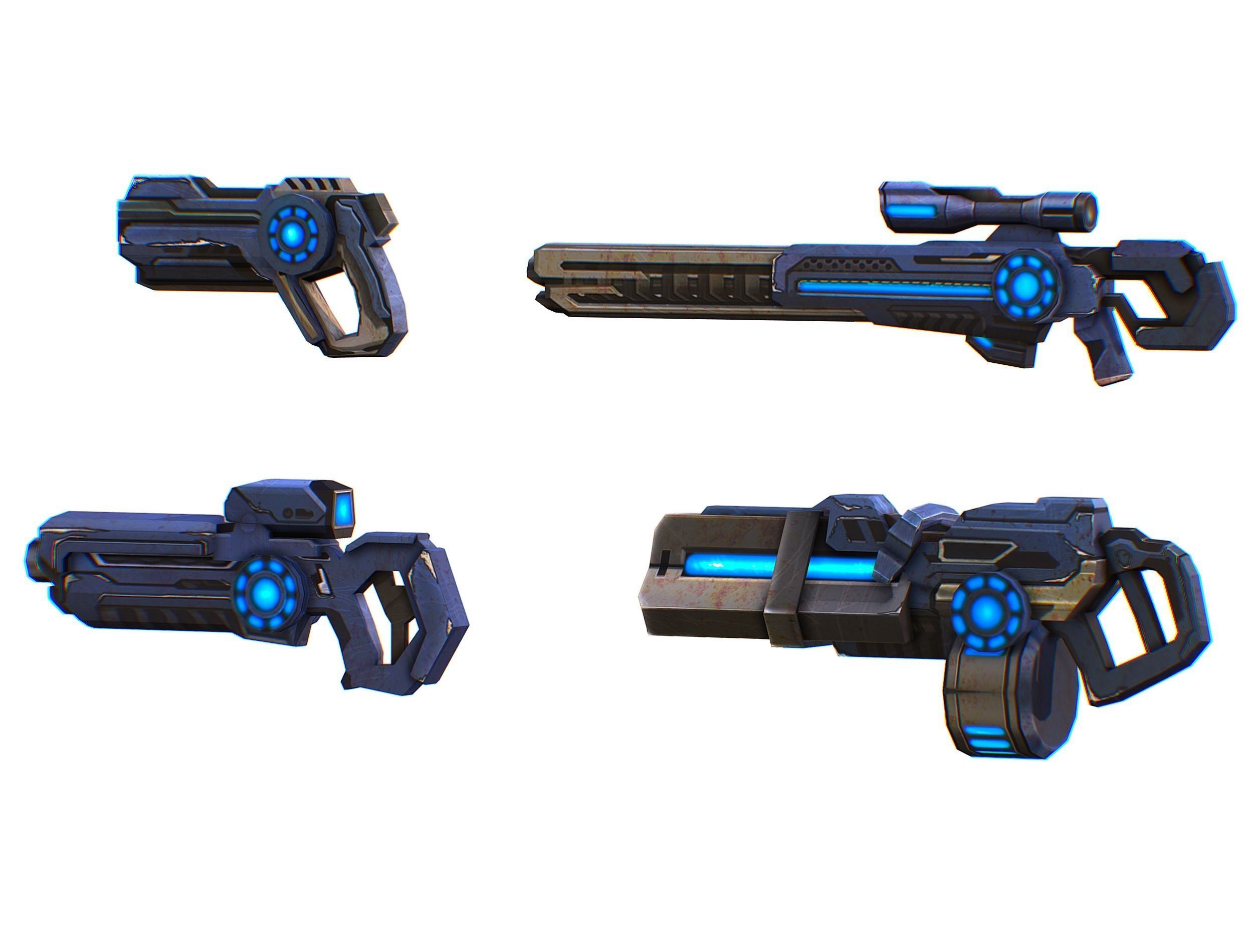 Weapons Set 4 Gun Pistol Assault rifle Sniper rifle machine gun 3D Model Collection_12