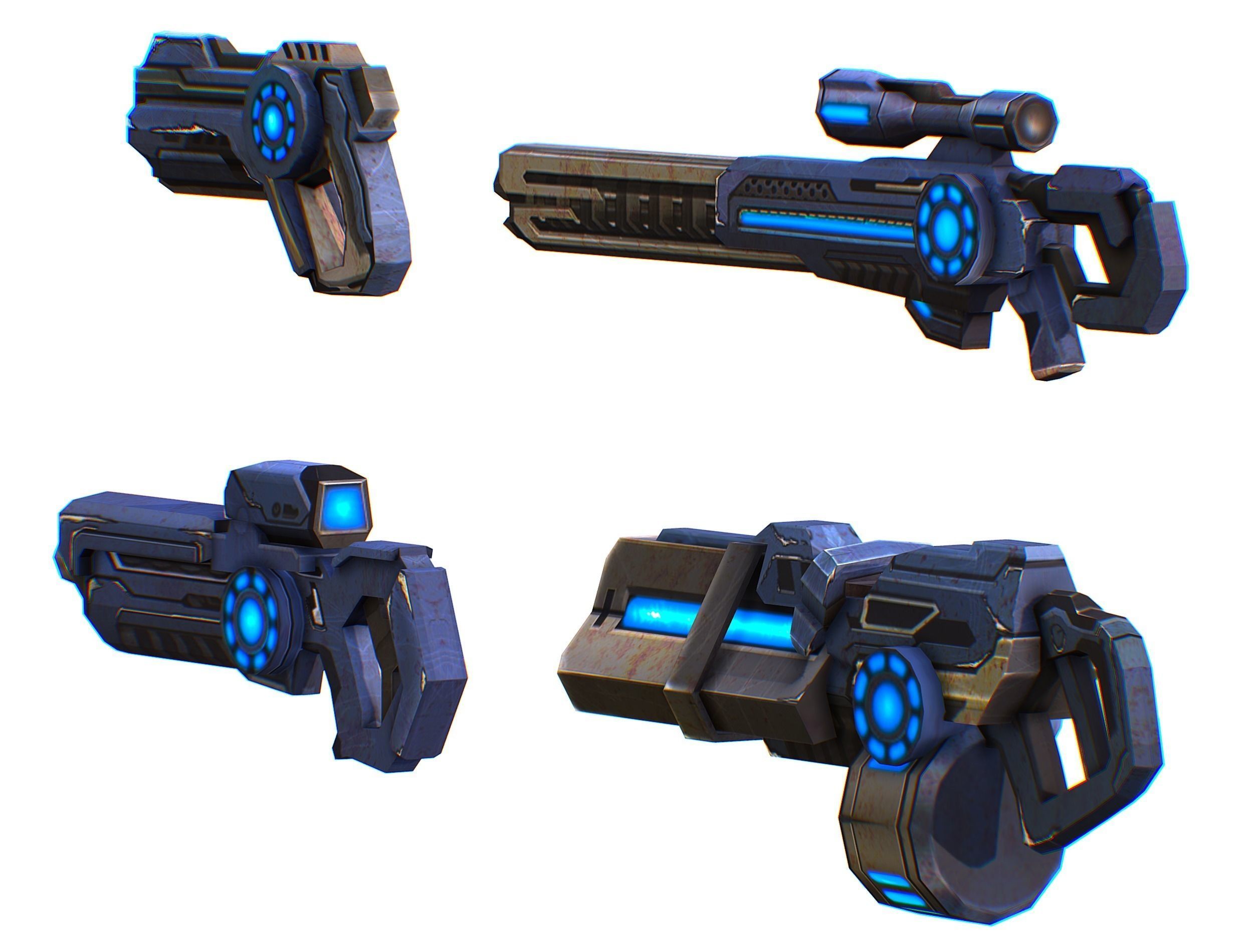 Weapons Set 4 Gun Pistol Assault rifle Sniper rifle machine gun 3D Model Collection_10