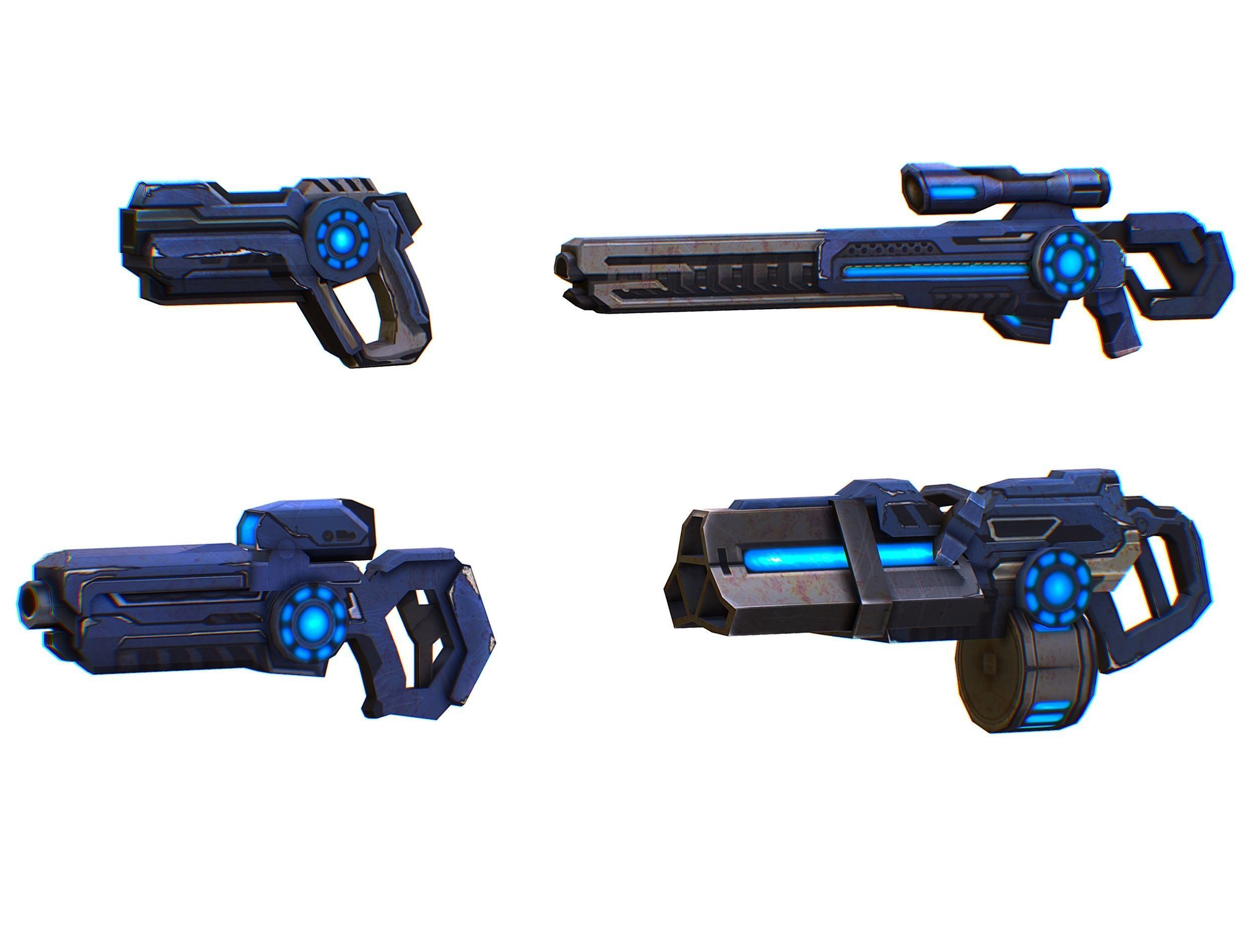 Weapons Set 4 Gun Pistol Assault rifle Sniper rifle machine gun 3D Model Collection_14