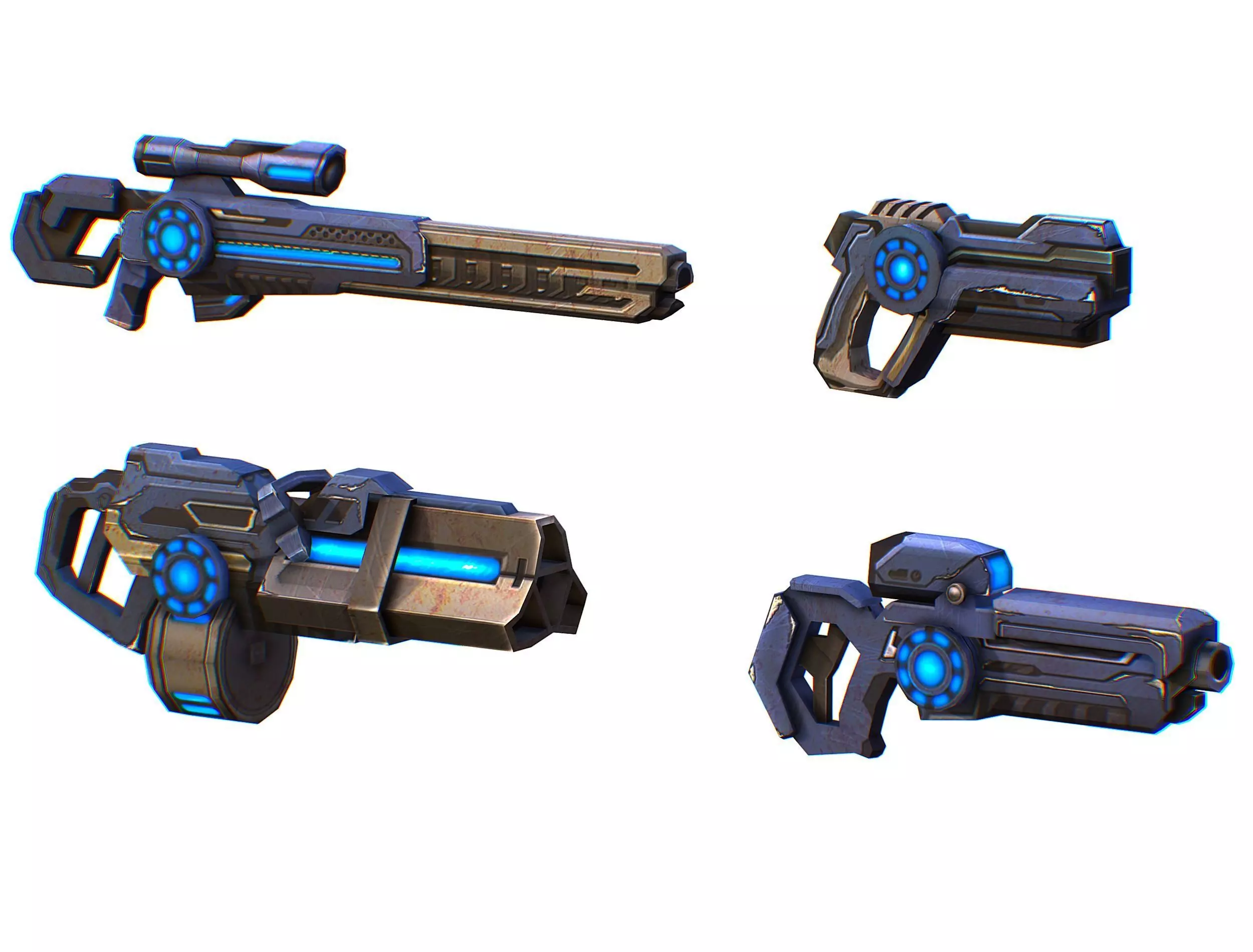 Weapons Set 4 Gun Pistol Assault rifle Sniper rifle machine gun 3D Model Collection_0