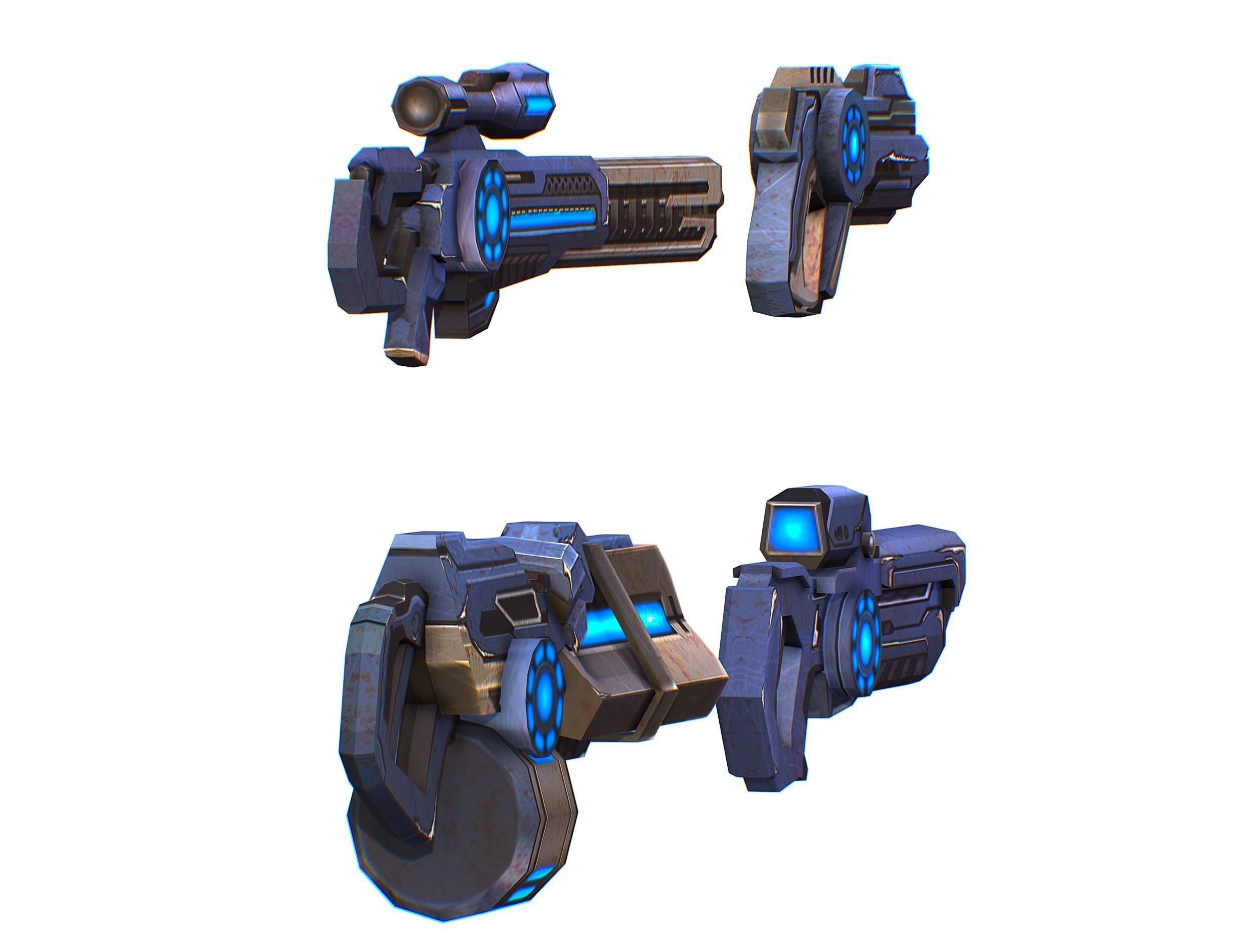 Weapons Set 4 Gun Pistol Assault rifle Sniper rifle machine gun 3D Model Collection_8