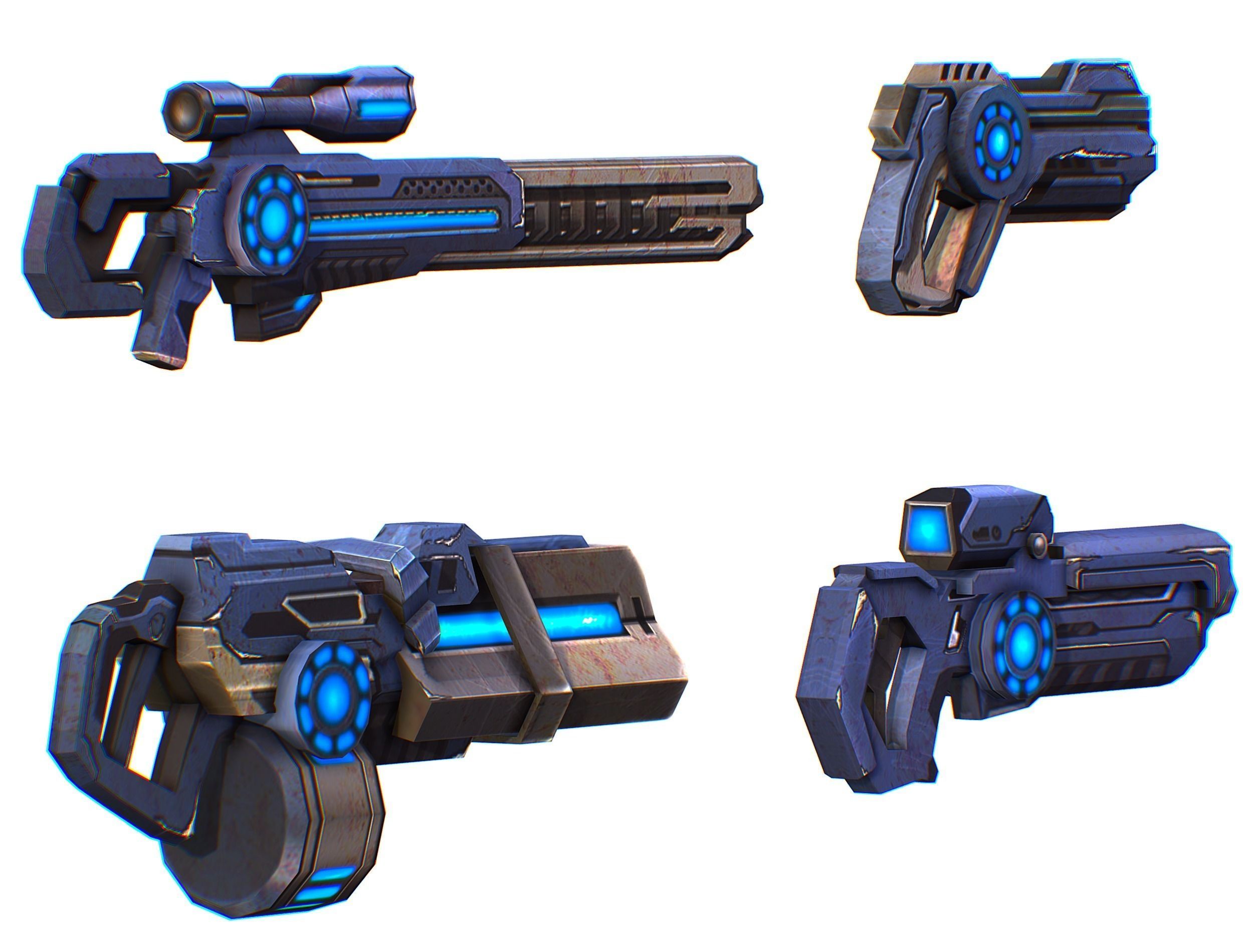 Weapons Set 4 Gun Pistol Assault rifle Sniper rifle machine gun 3D Model Collection_6