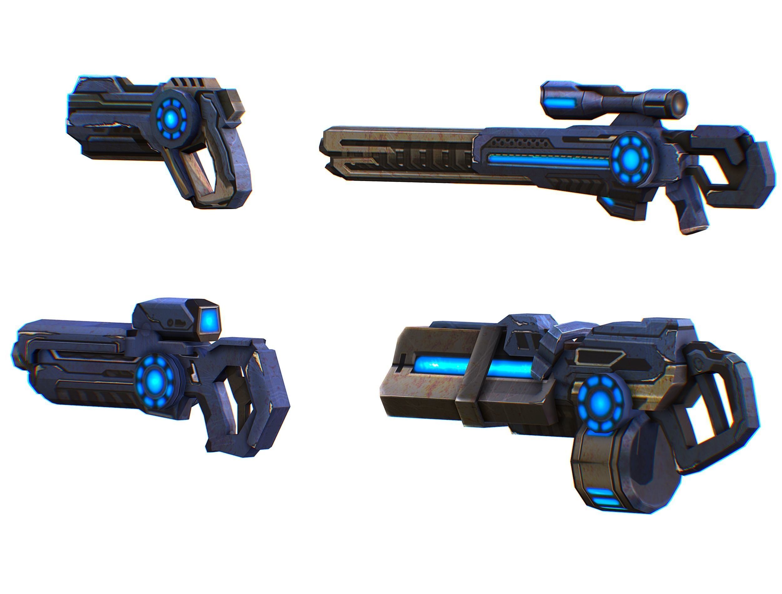 Weapons Set 4 Gun Pistol Assault rifle Sniper rifle machine gun 3D Model Collection_11