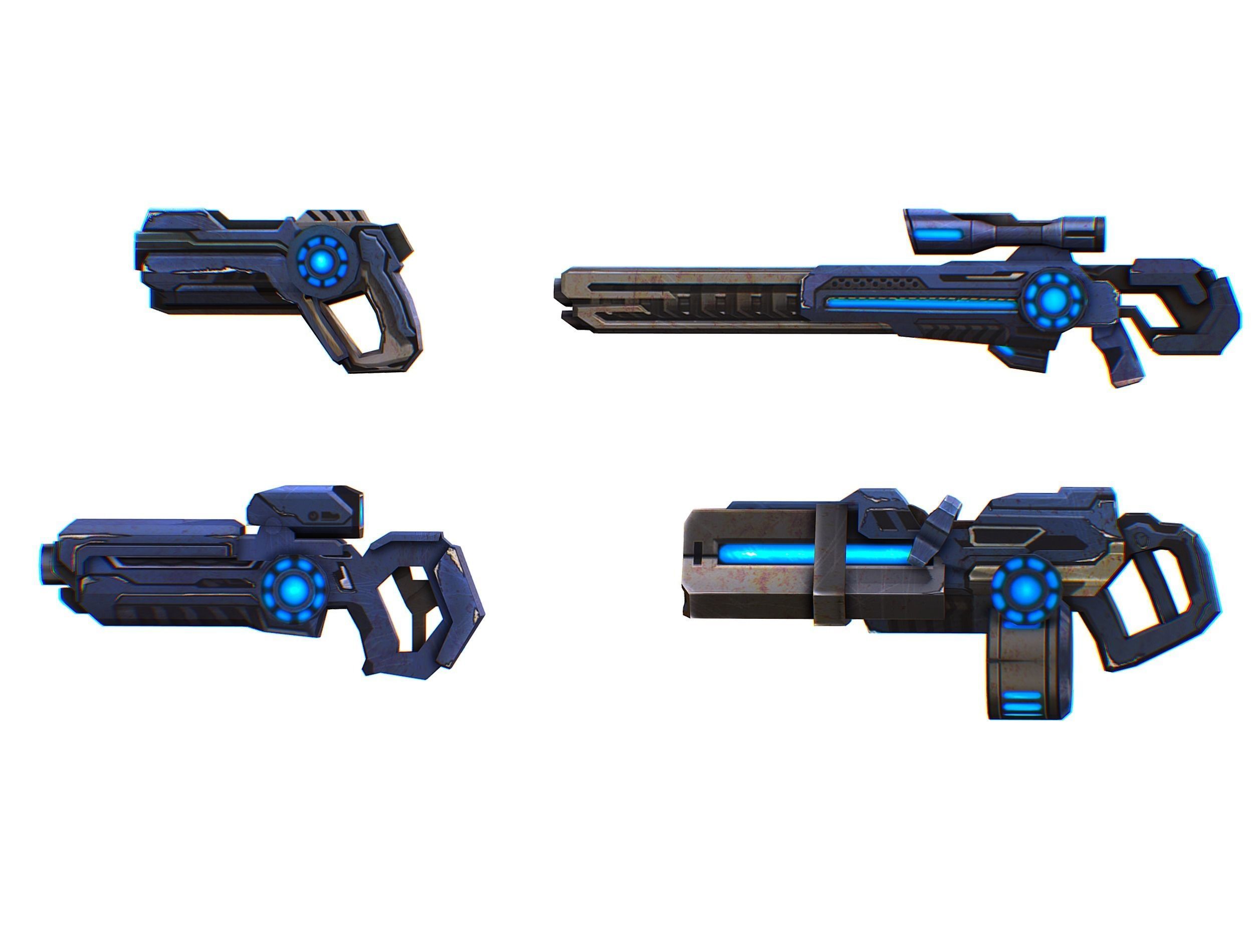 Weapons Set 4 Gun Pistol Assault rifle Sniper rifle machine gun 3D Model Collection_13