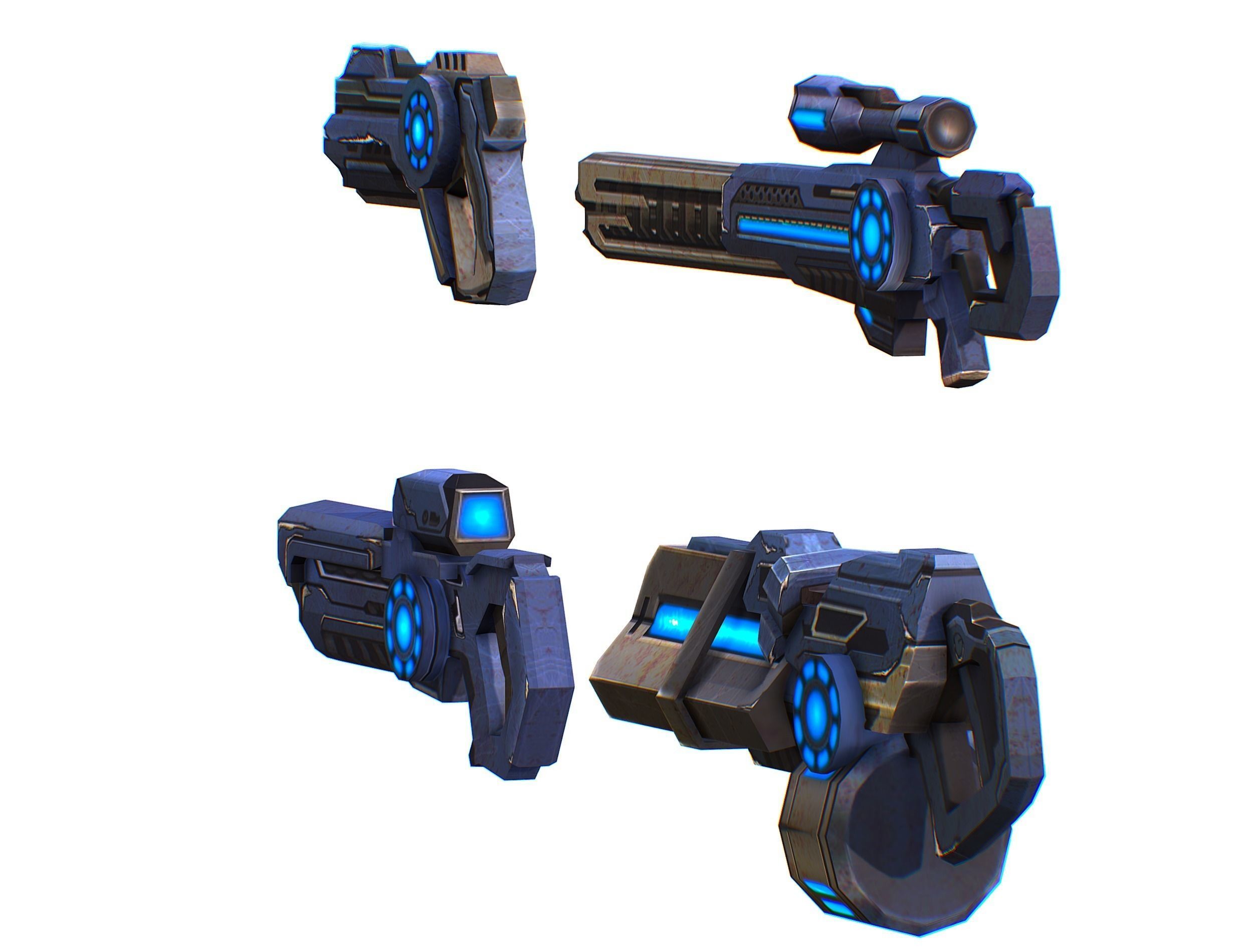 Weapons Set 4 Gun Pistol Assault rifle Sniper rifle machine gun 3D Model Collection_9