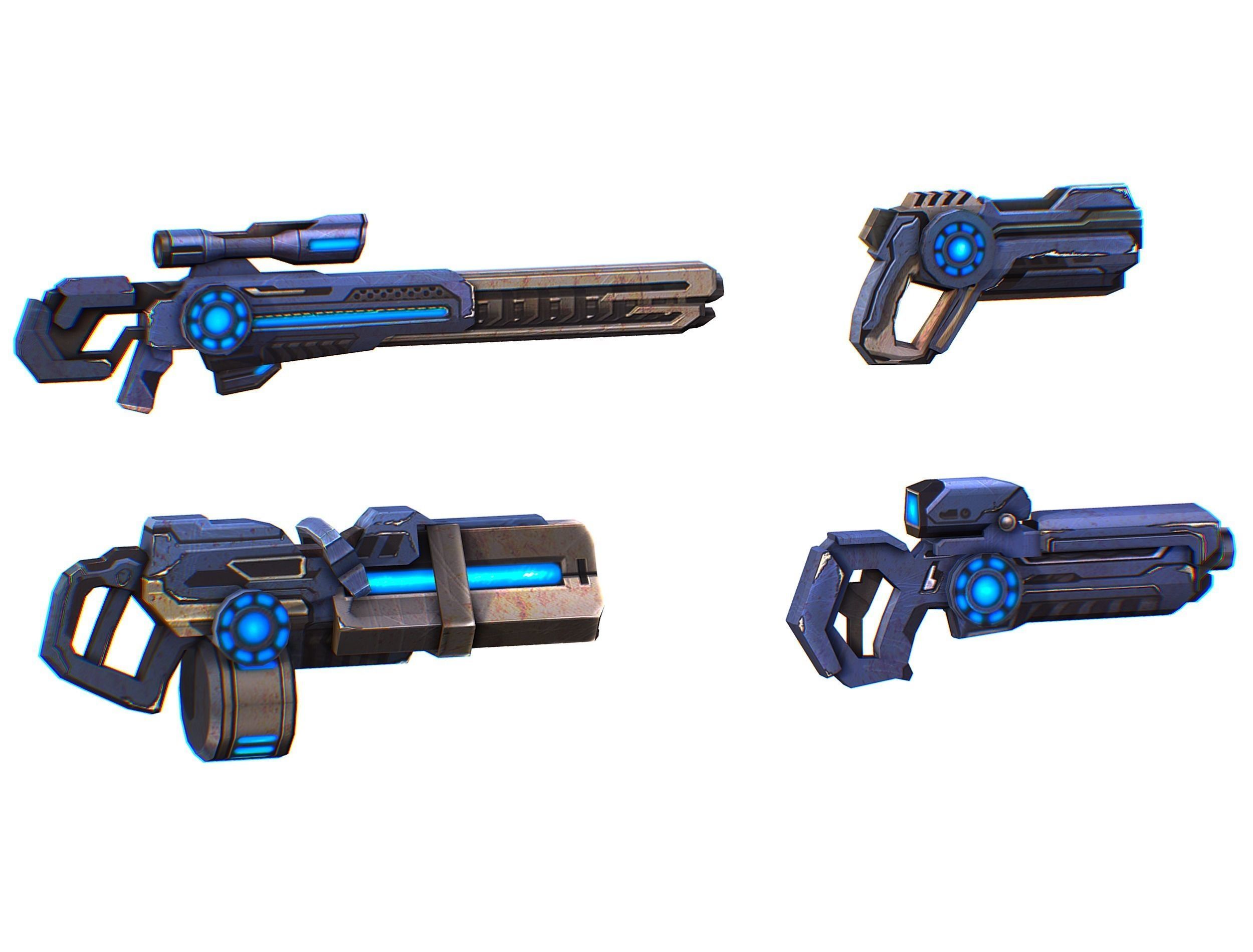 Weapons Set 4 Gun Pistol Assault rifle Sniper rifle machine gun 3D Model Collection_4