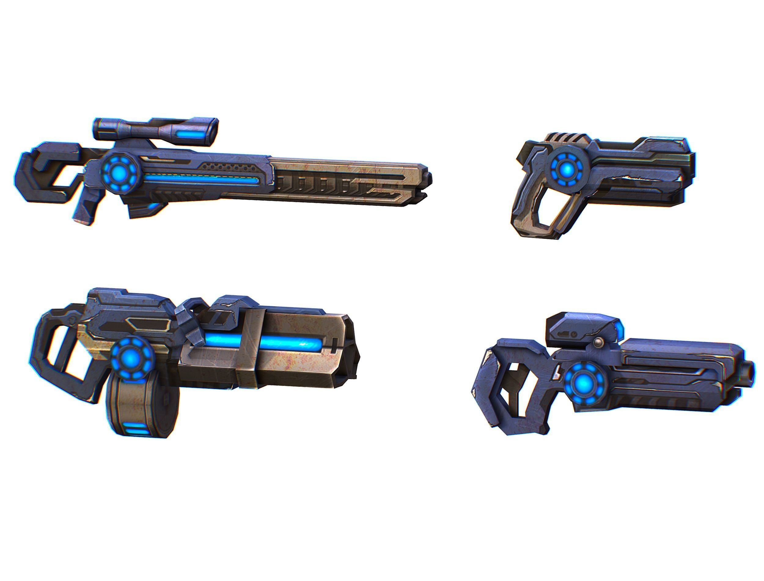 Weapons Set 4 Gun Pistol Assault rifle Sniper rifle machine gun 3D Model Collection_2