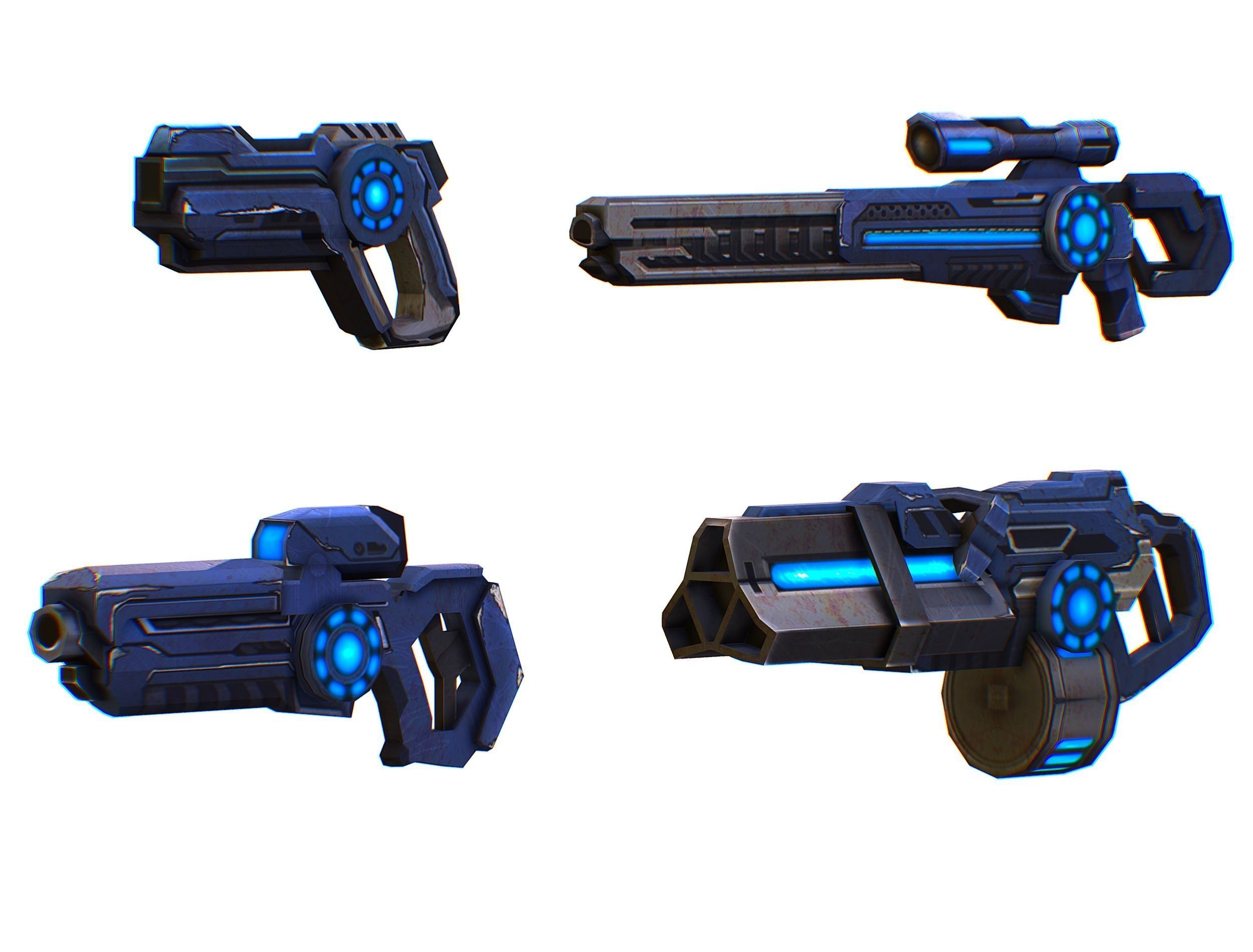 Weapons Set 4 Gun Pistol Assault rifle Sniper rifle machine gun 3D Model Collection_15