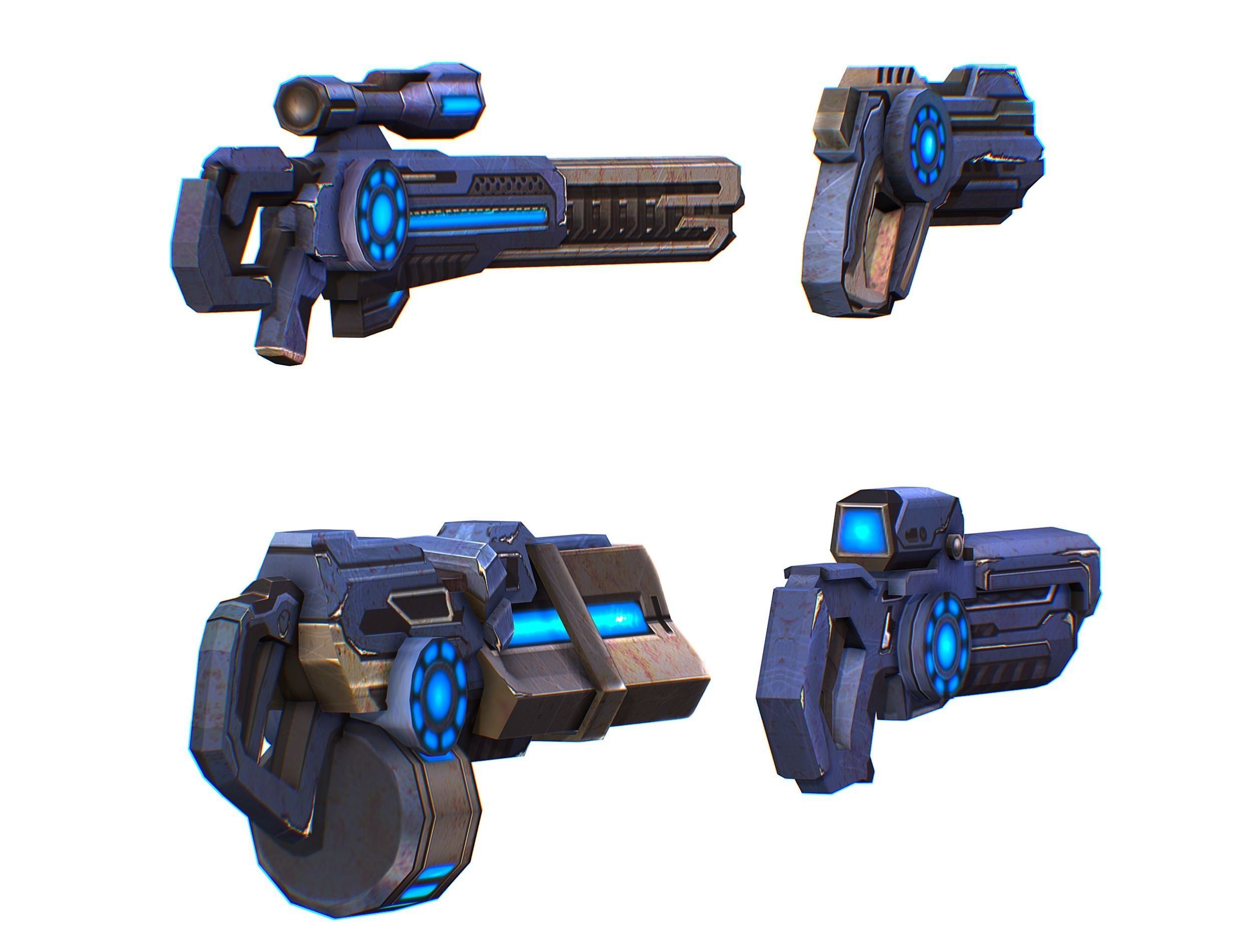 Weapons Set 4 Gun Pistol Assault rifle Sniper rifle machine gun 3D Model Collection_7