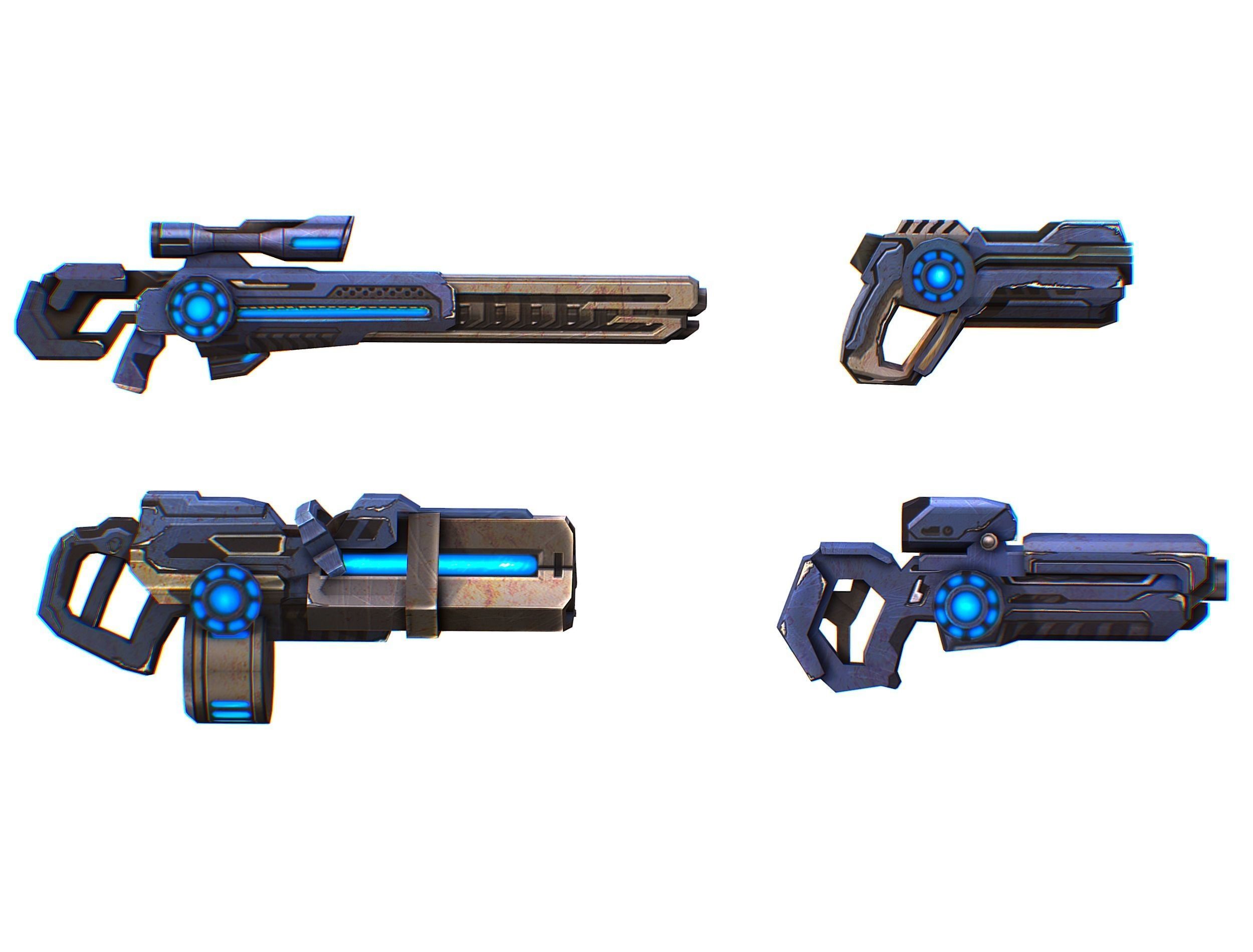 Weapons Set 4 Gun Pistol Assault rifle Sniper rifle machine gun 3D Model Collection_3