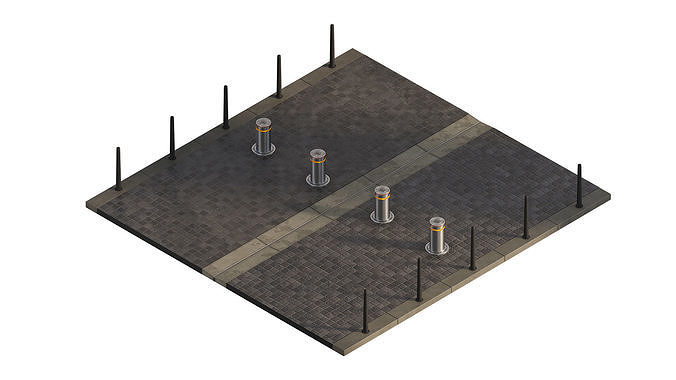 Road with bollards 3D model