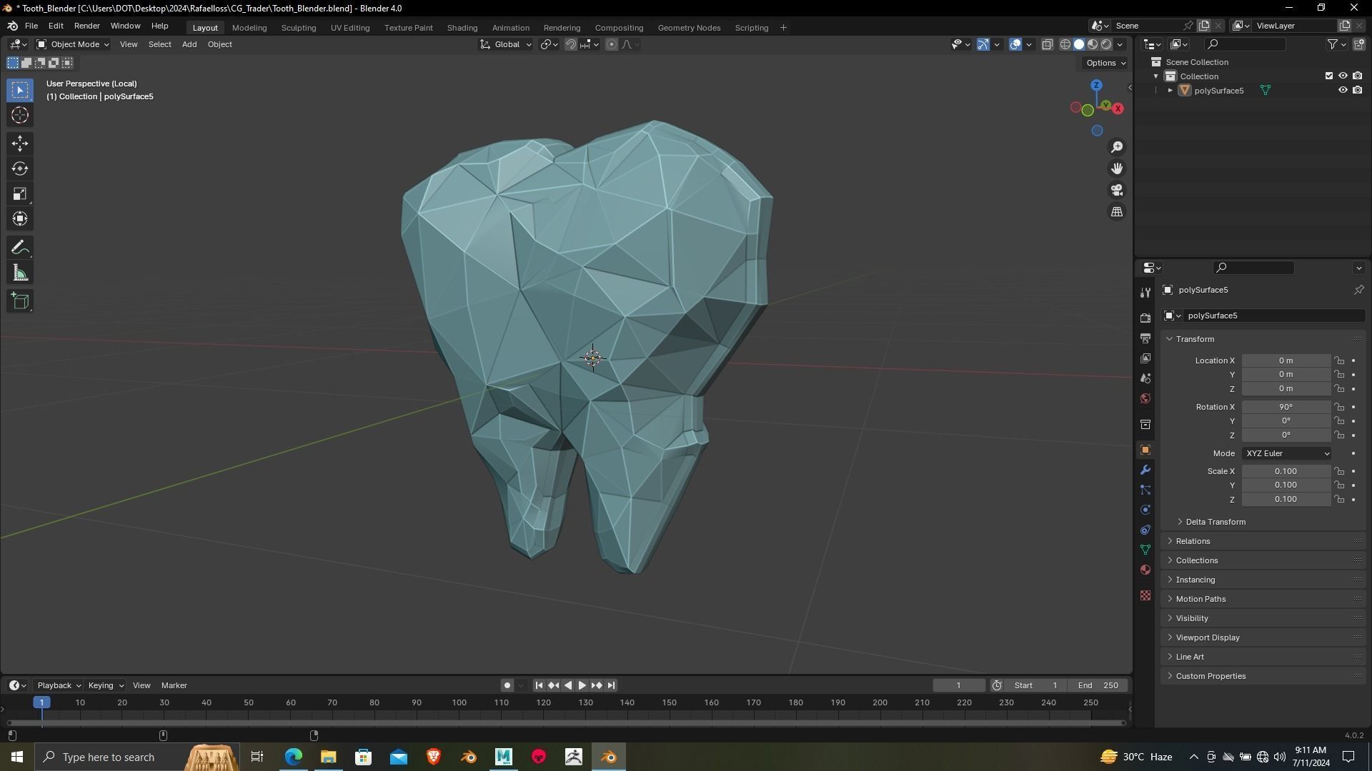 Tooth 3D printing ready Model for dental chamber 3D print model_5