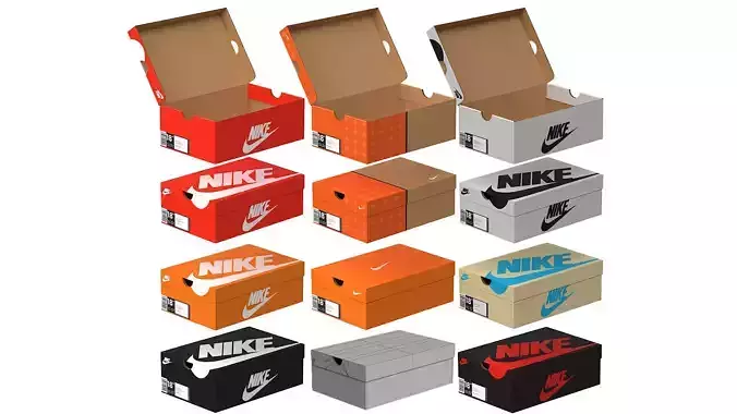 Nike Shoe Box Set PBR 3D Model Collection Nike Shoe Box Set PBR 3D Model Collection