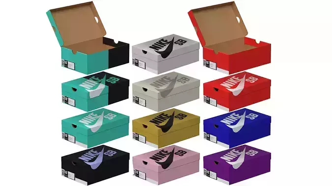 Nike Shoe Box Set PBR 01 3D Model Collection