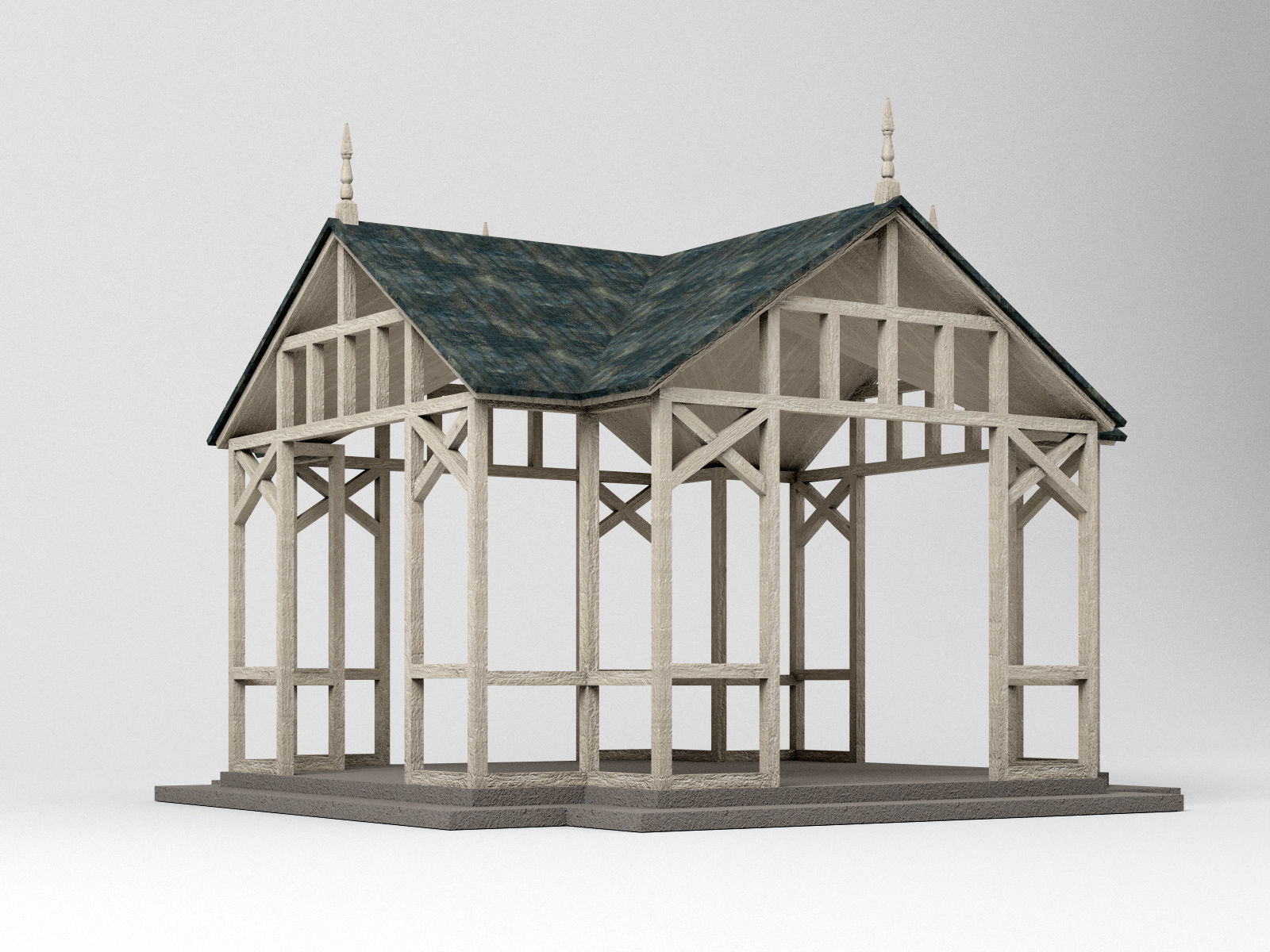 Victorian Pavilion Gazebo Low-poly 3D model_8