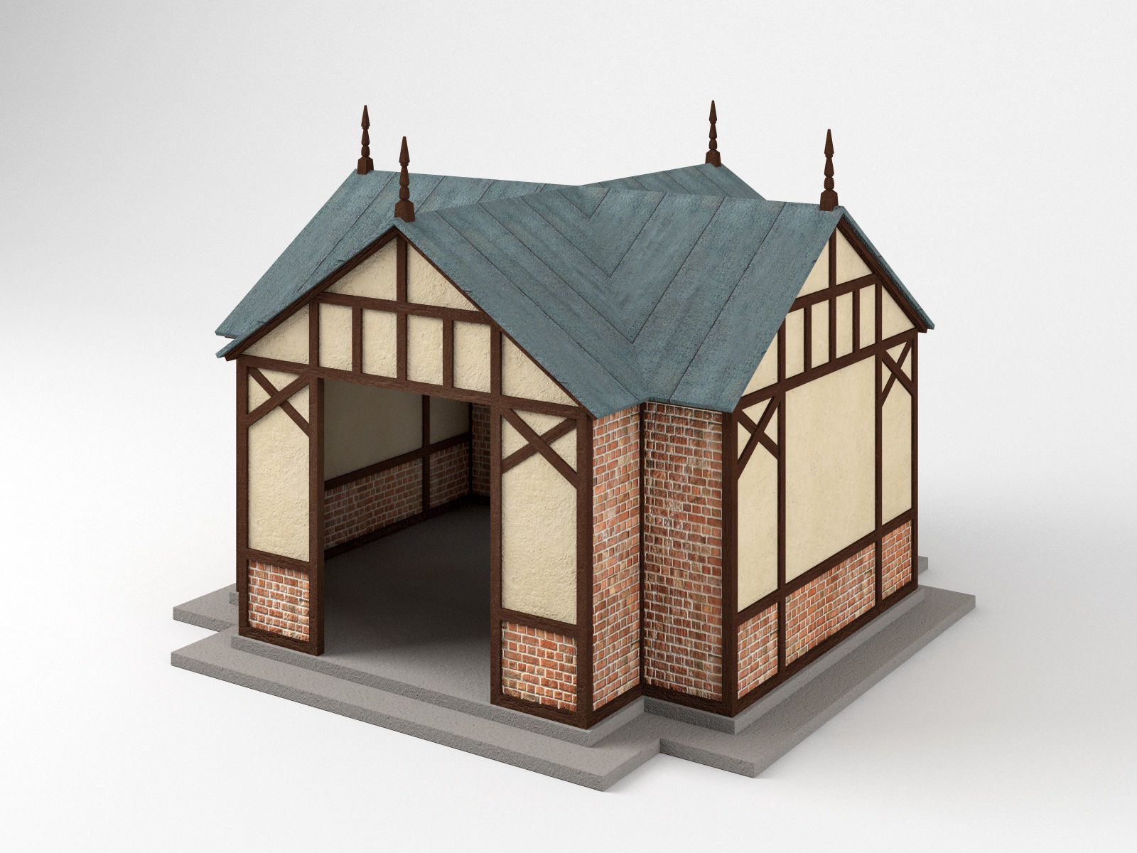 Victorian Pavilion Gazebo Low-poly 3D model_3