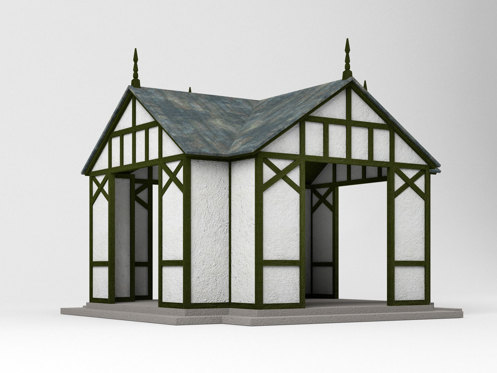Victorian Pavilion Gazebo Low-poly 3D model_7