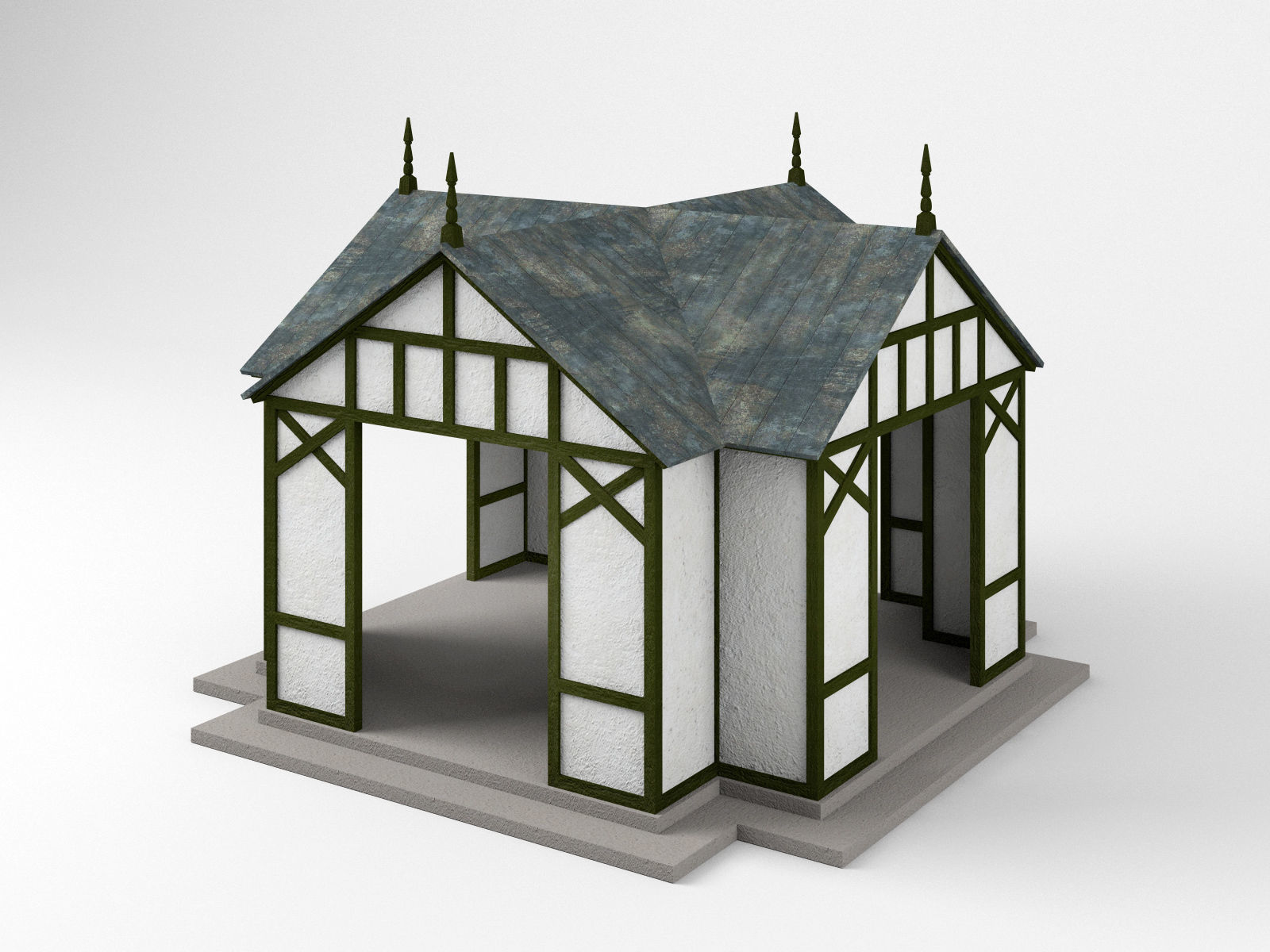 Victorian Pavilion Gazebo Low-poly 3D model_1