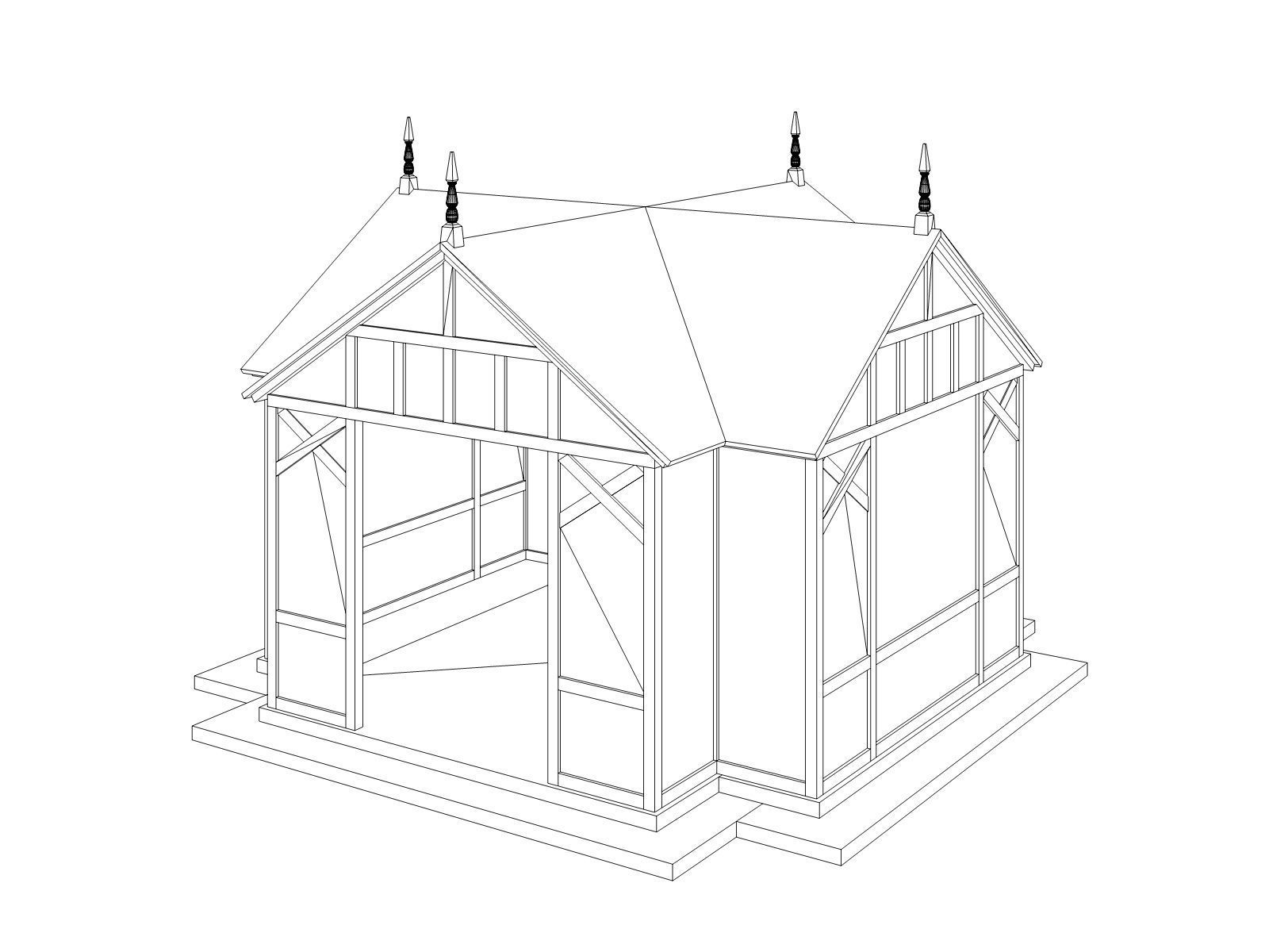 Victorian Pavilion Gazebo Low-poly 3D model_5