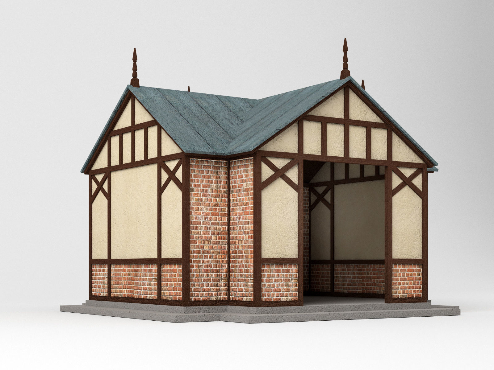 Victorian Pavilion Gazebo Low-poly 3D model_9