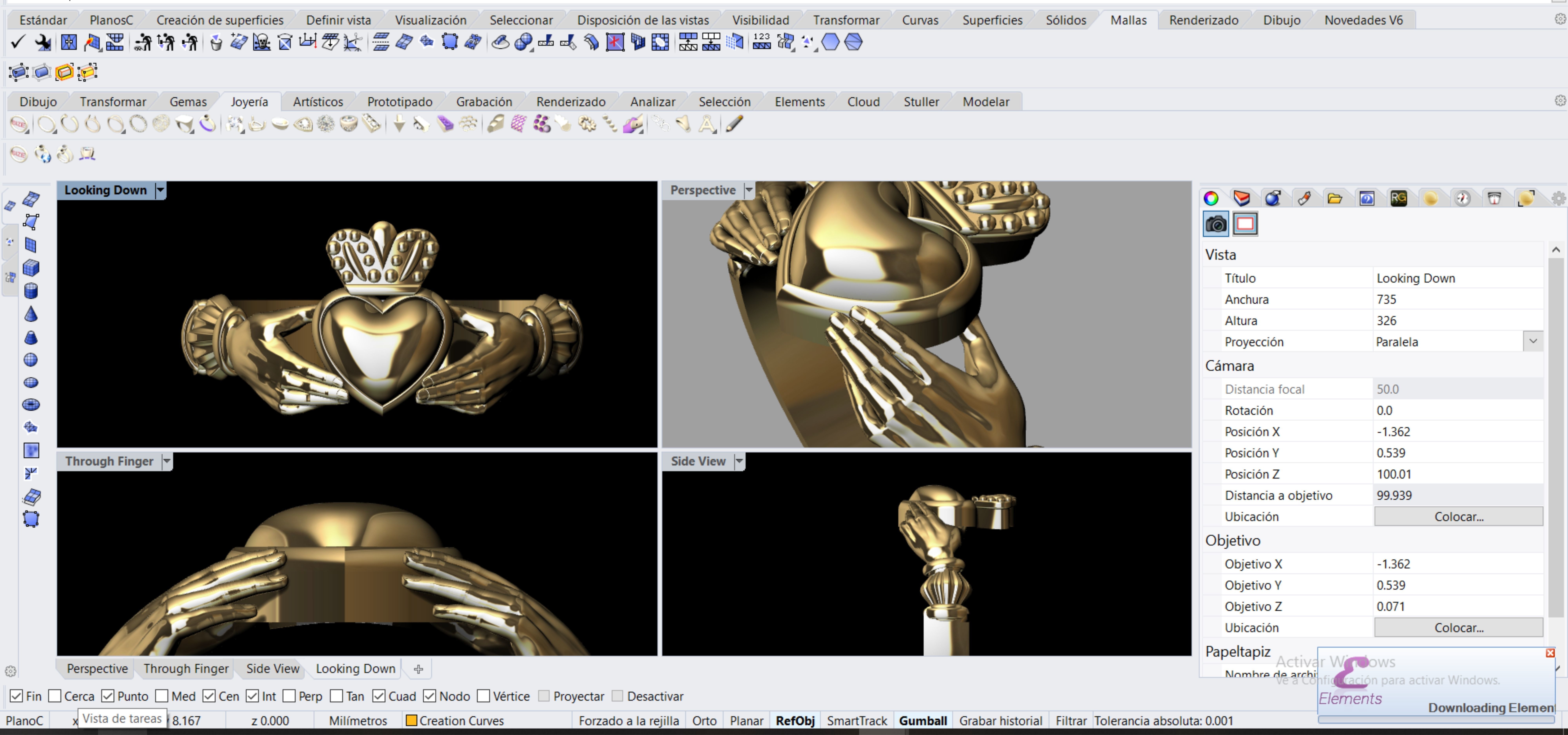 Claddagh ring detailed 3D model_1