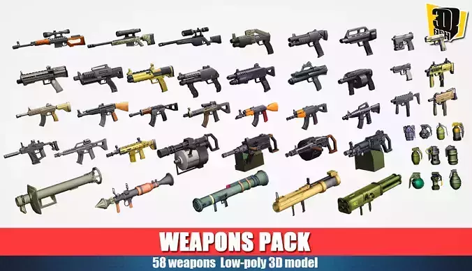 weapon pack vol04  Low-poly 3D model