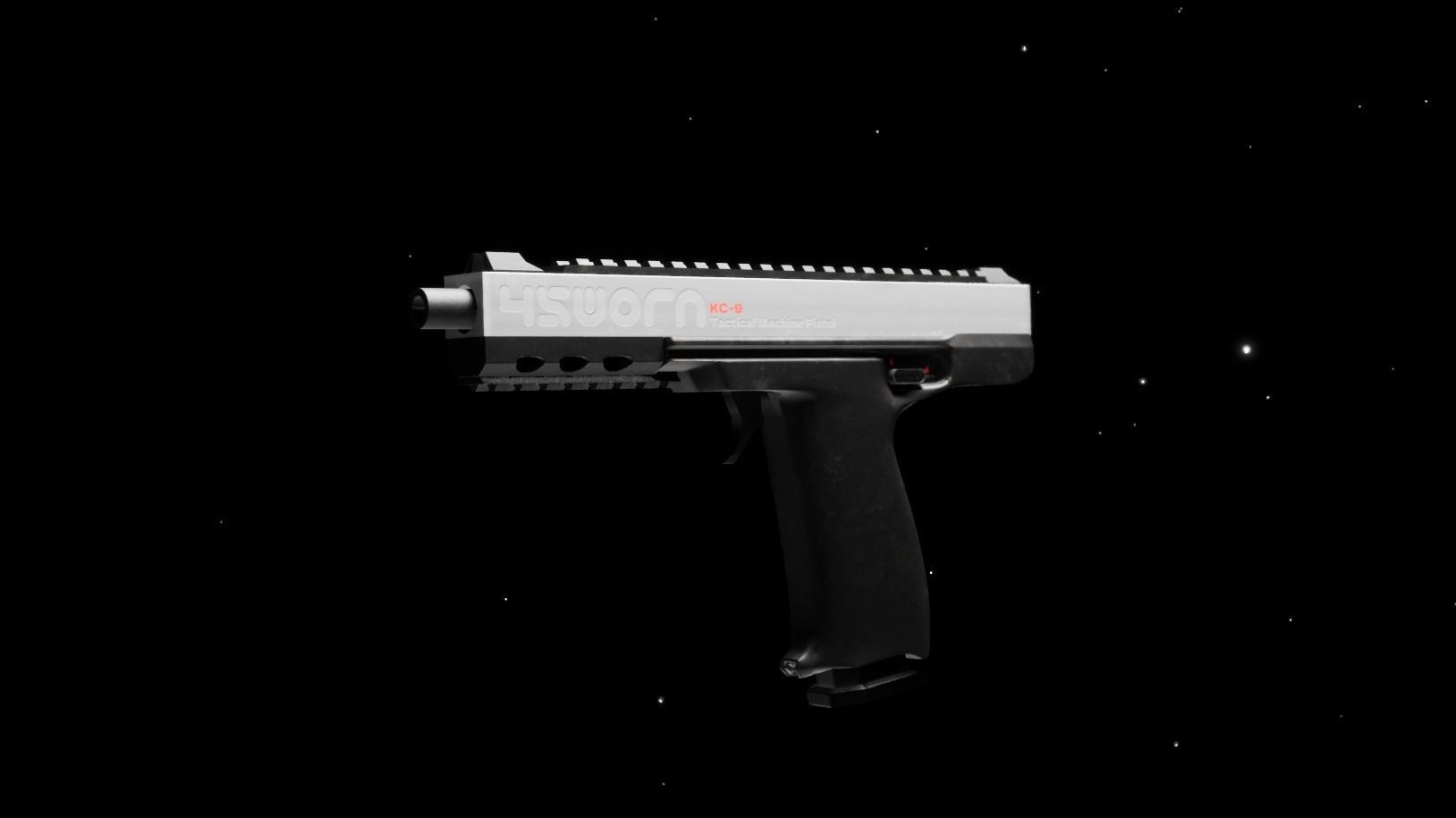 Sci-Fi Machine Pistol - Game Ready - Rigged Low-poly 3D model_3