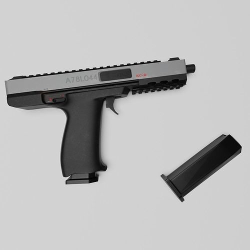 Sci-Fi Machine Pistol - Game Ready - Rigged Low-poly 3D model