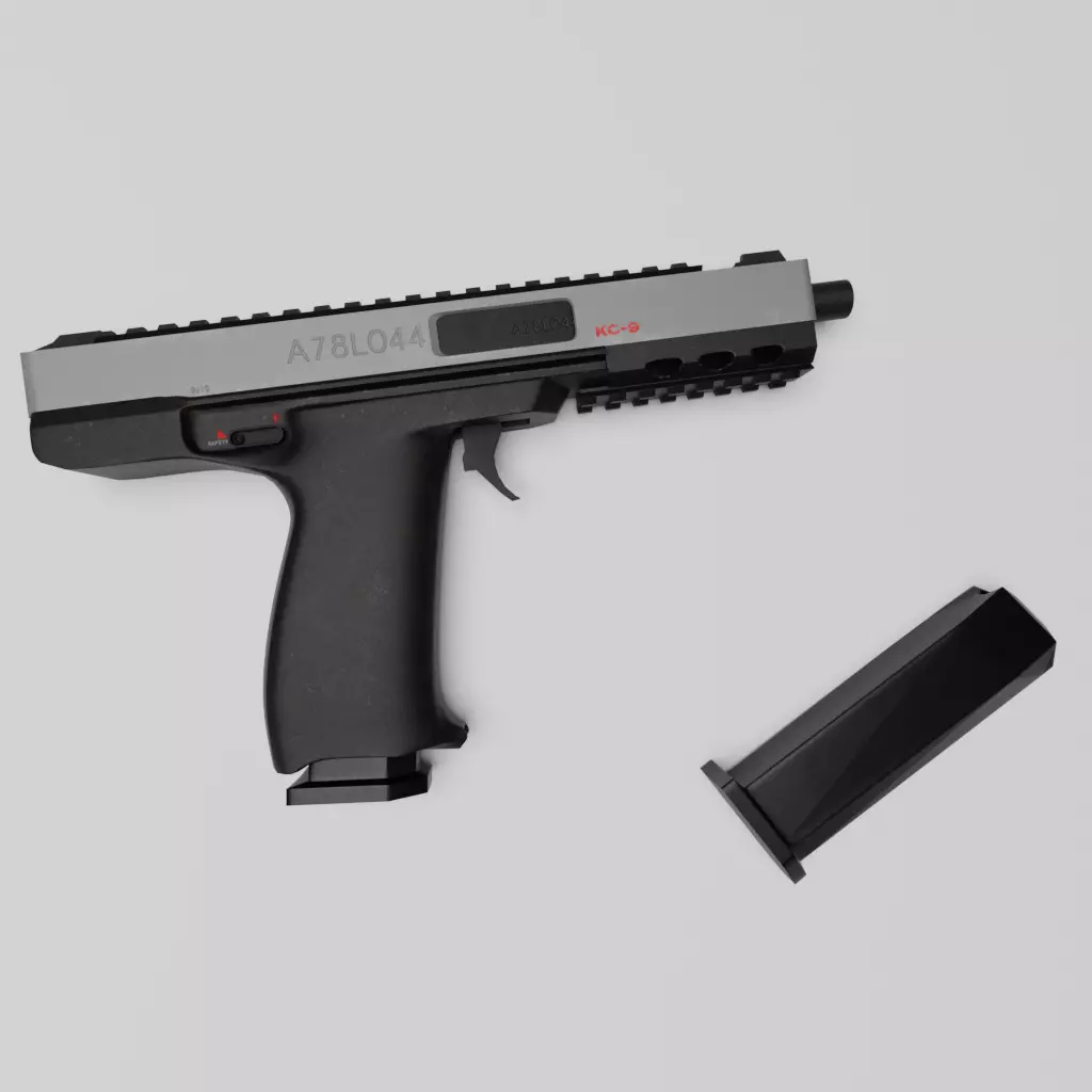 Sci-Fi Machine Pistol - Game Ready - Rigged Low-poly 3D model_0