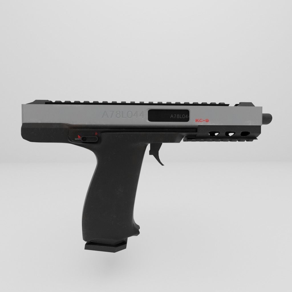 Sci-Fi Machine Pistol - Game Ready - Rigged Low-poly 3D model_5
