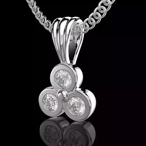 Printable Triple Pendant necklace  3 stones x 2mm