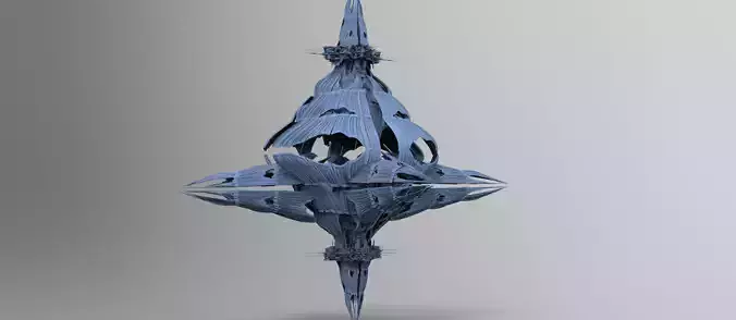 Aster Flower alien Diamond Tower  Low-poly 3D model