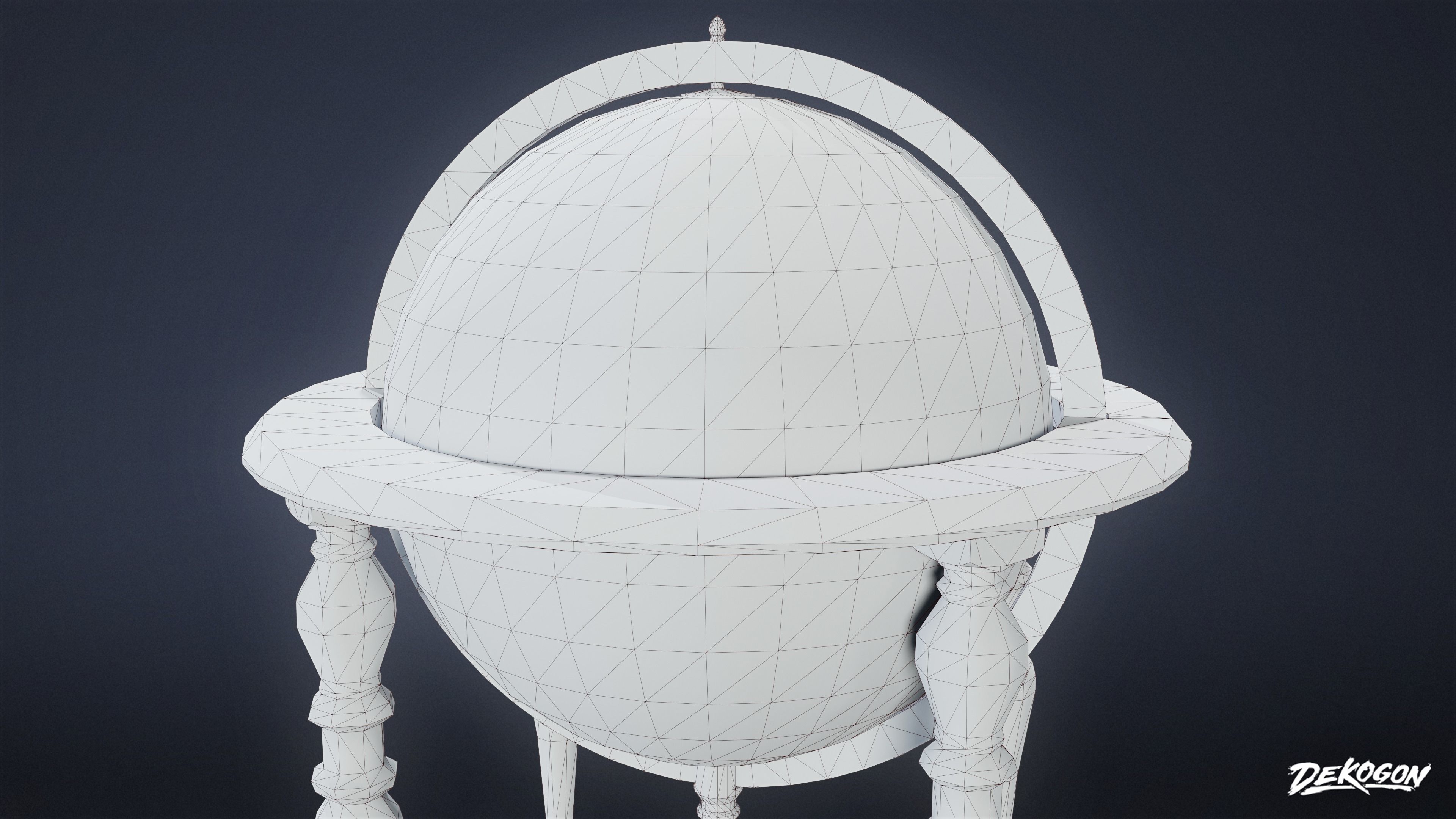 ATTIC - Standing Globe 01 - LOW POLY Low-poly 3D model_7