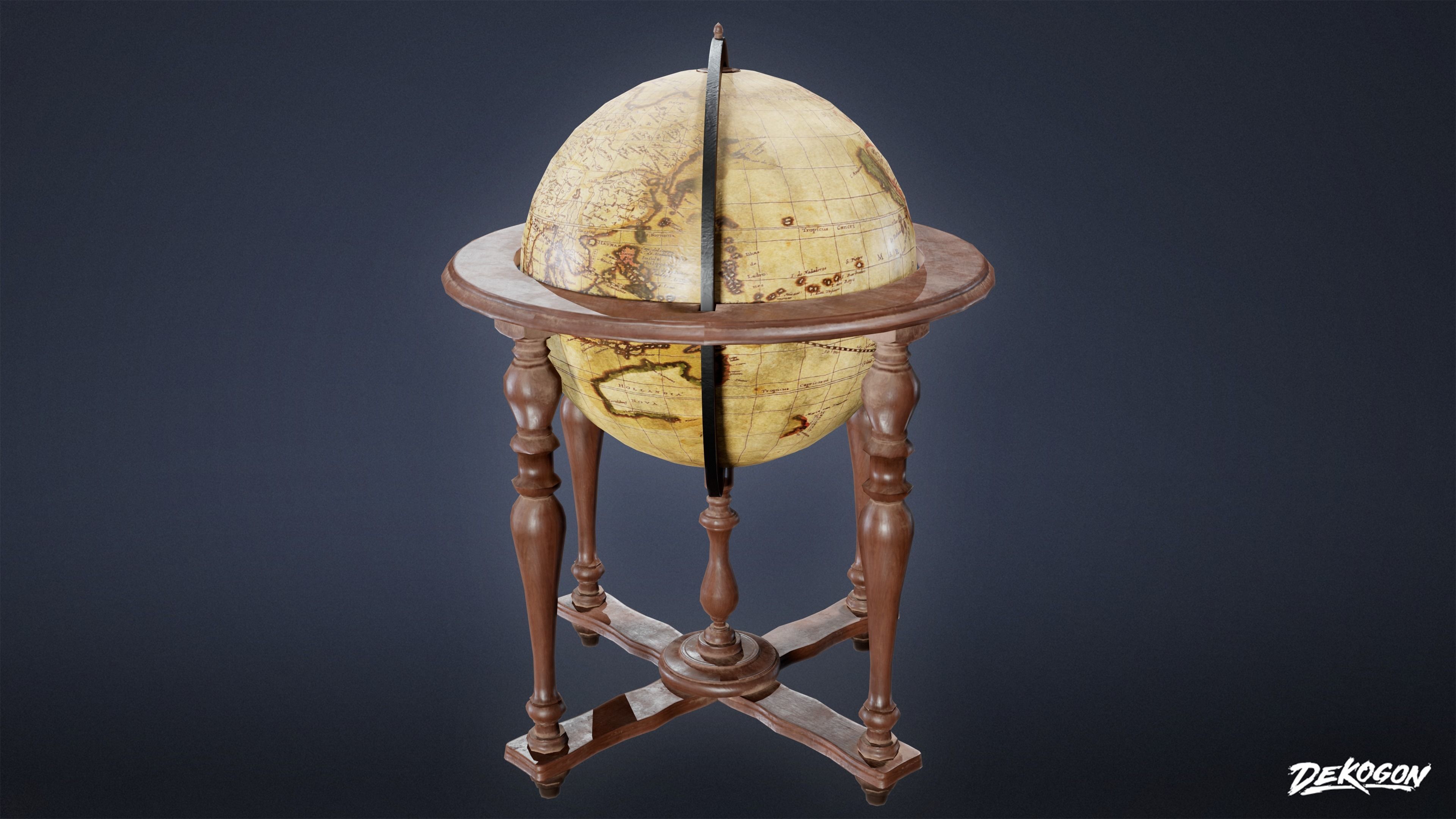 ATTIC - Standing Globe 01 - LOW POLY Low-poly 3D model_2