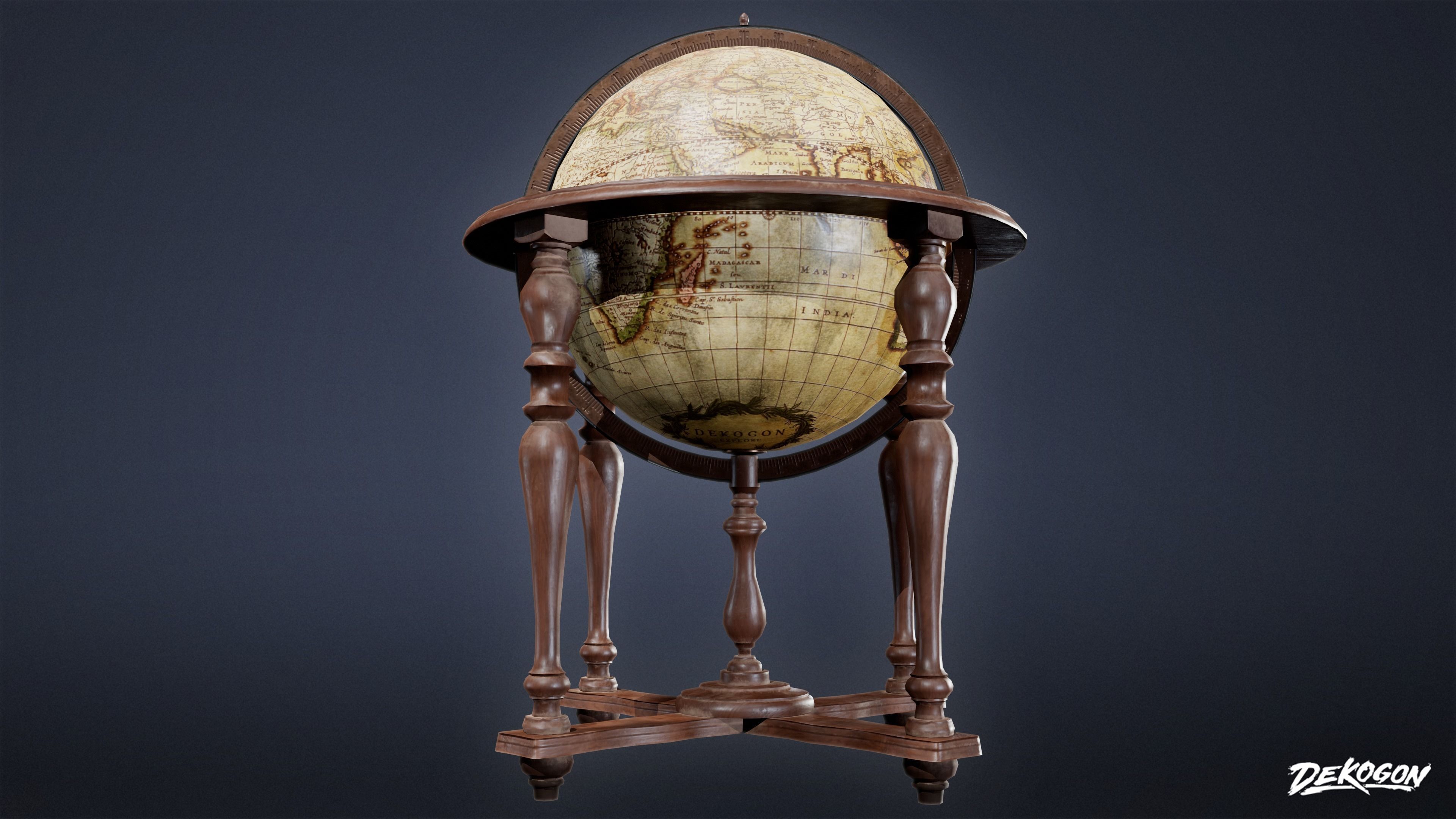 ATTIC - Standing Globe 01 - LOW POLY Low-poly 3D model_4