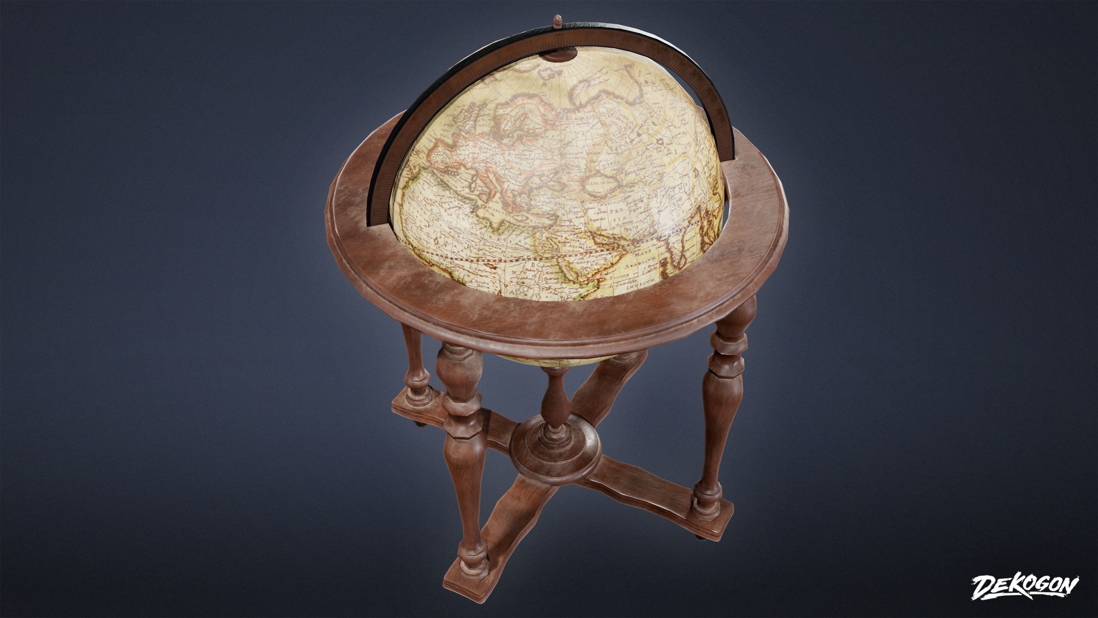 ATTIC - Standing Globe 01 - LOW POLY Low-poly 3D model_5