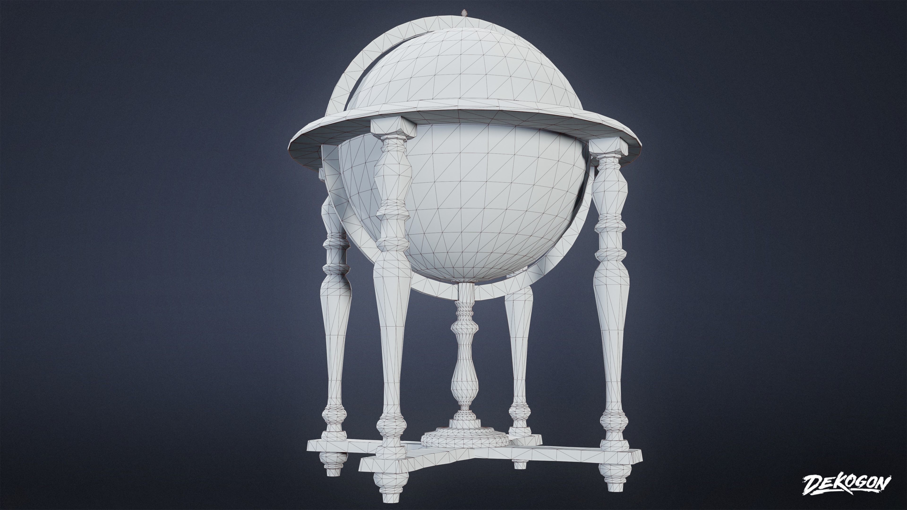 ATTIC - Standing Globe 01 - LOW POLY Low-poly 3D model_9