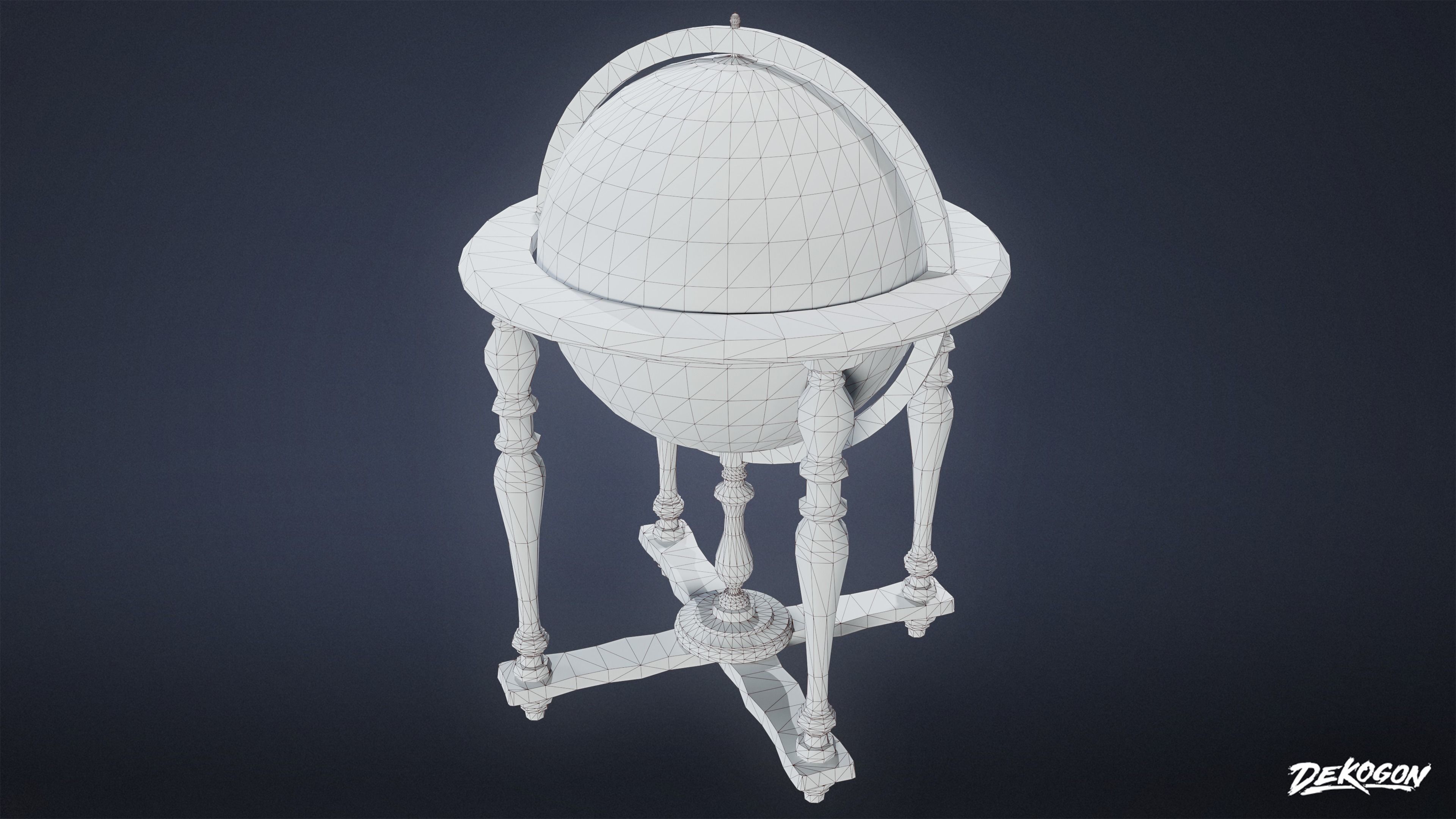 ATTIC - Standing Globe 01 - LOW POLY Low-poly 3D model_8