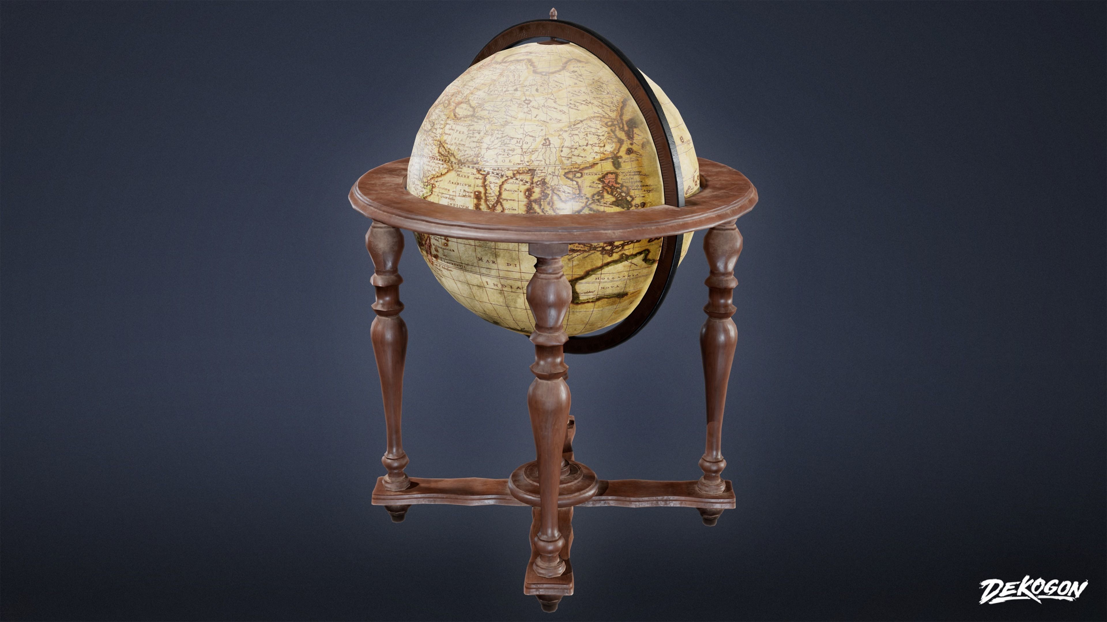 ATTIC - Standing Globe 01 - LOW POLY Low-poly 3D model_3