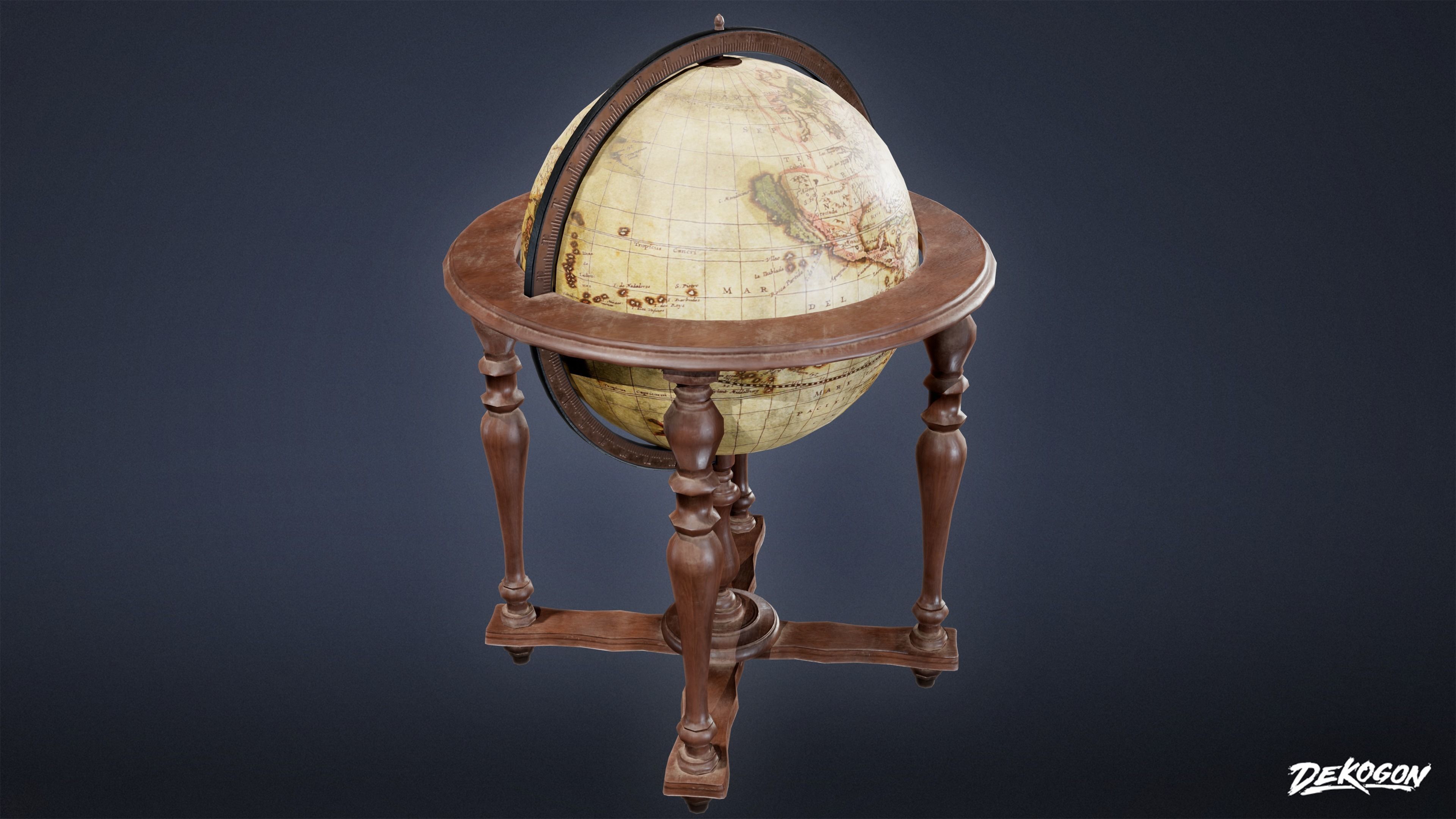 ATTIC - Standing Globe 01 - LOW POLY Low-poly 3D model_1
