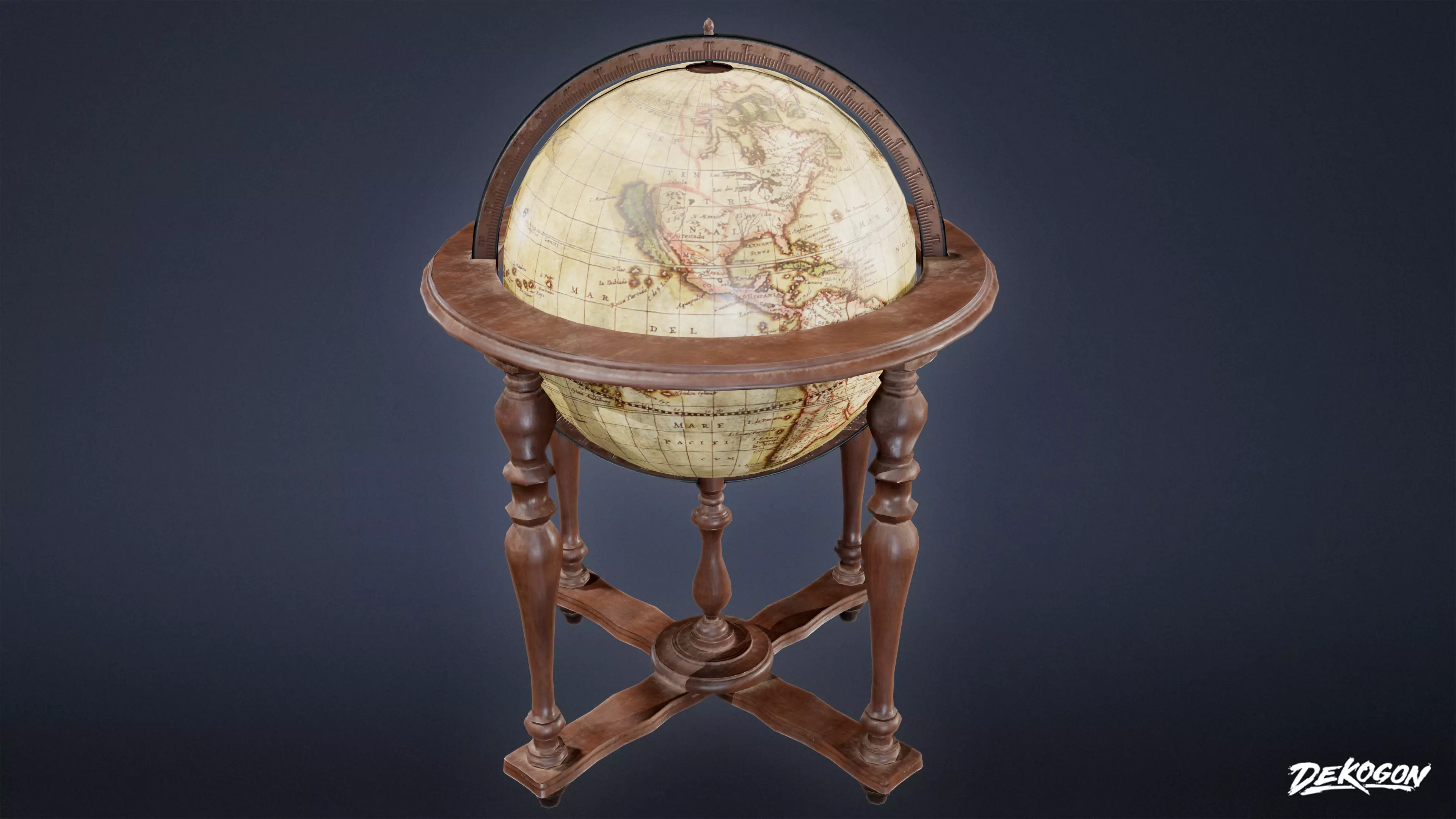 ATTIC - Standing Globe 01 - LOW POLY Low-poly 3D model_0