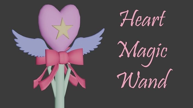 Magic Heart Wand Free low-poly 3D model